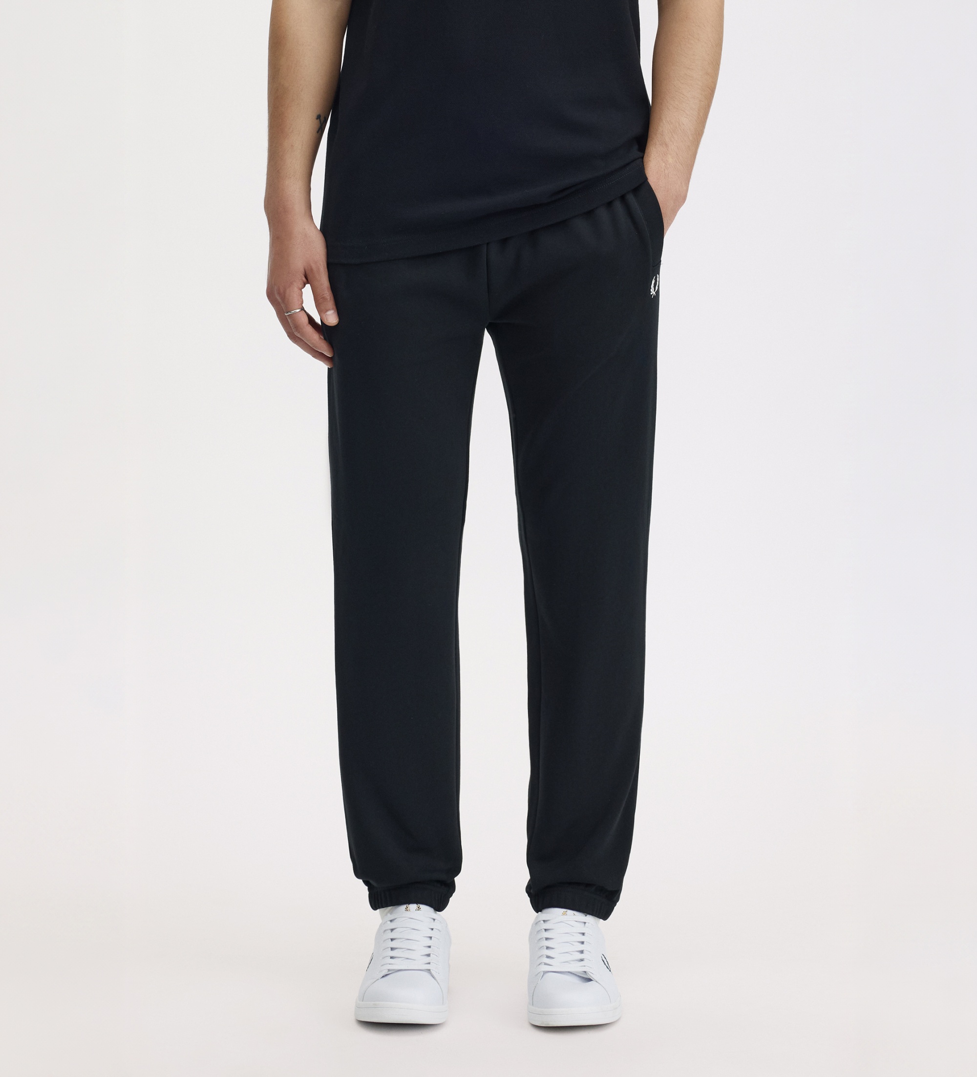 Fred Perryvoor mannen. T5505 Loopback joggingbroek zwart (S), Casual, Katoen