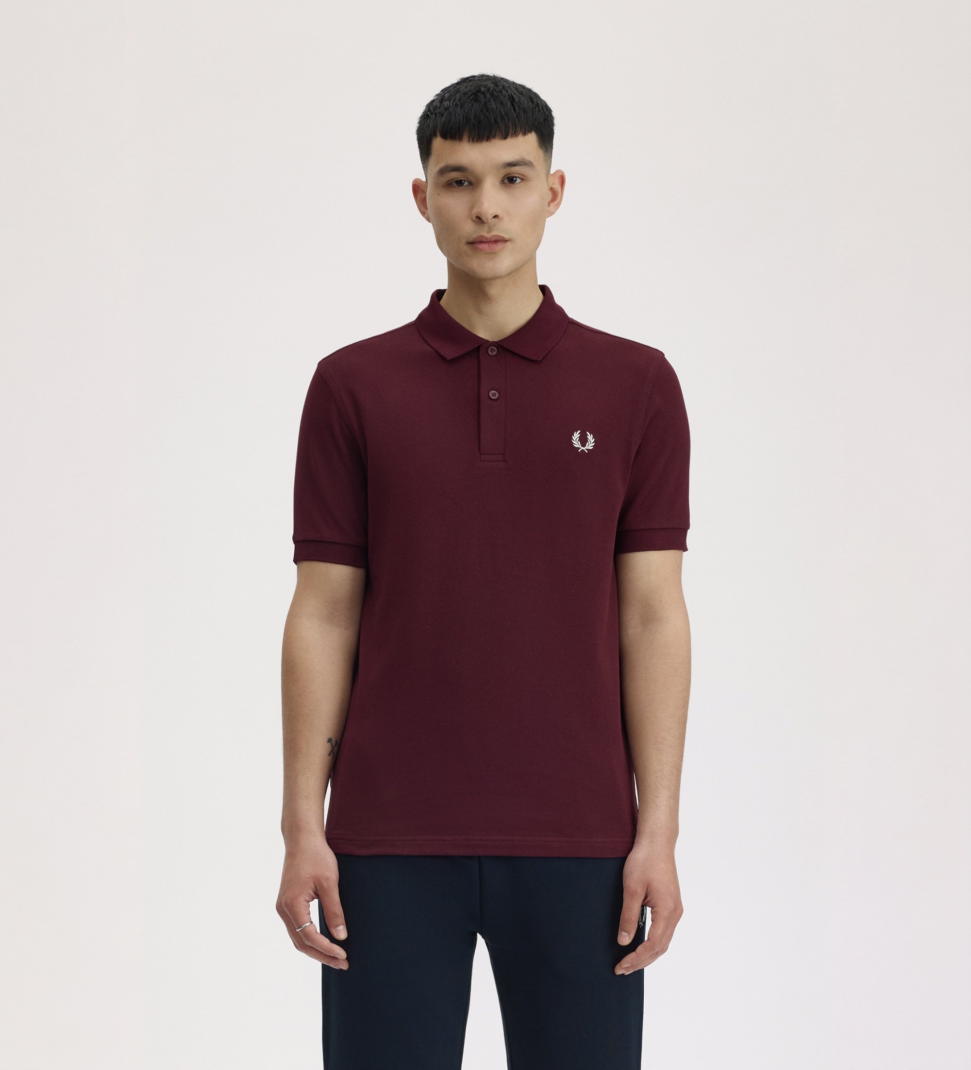 Fred Perryvoor mannen. M6000 Effen bordeauxrode polo (XL), Casual, Katoen, Korte mouwen