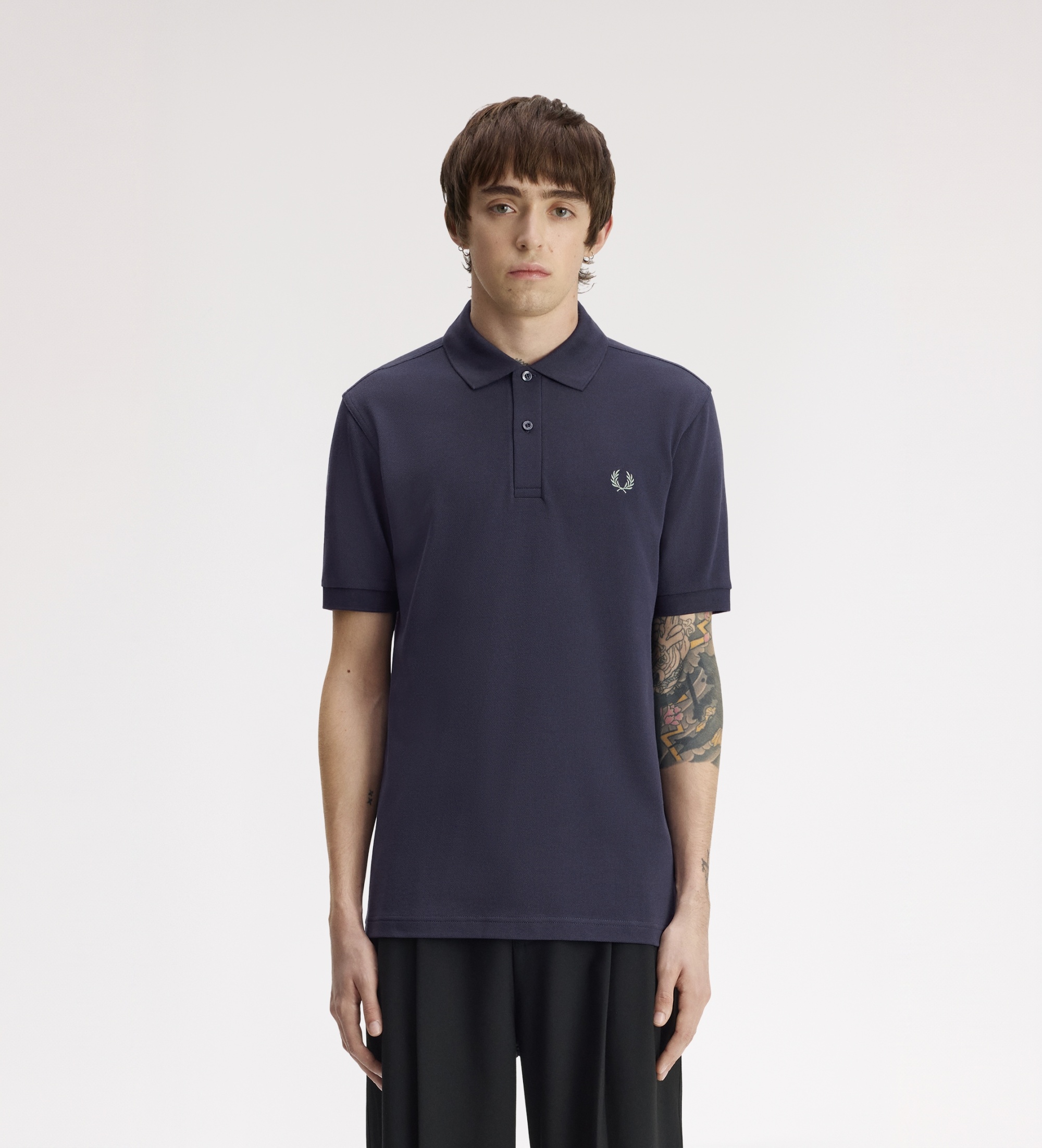 Fred Perryvoor mannen. M6000 Effen poloshirt donkergrijs (S), Casual, Katoen, Korte mouwen