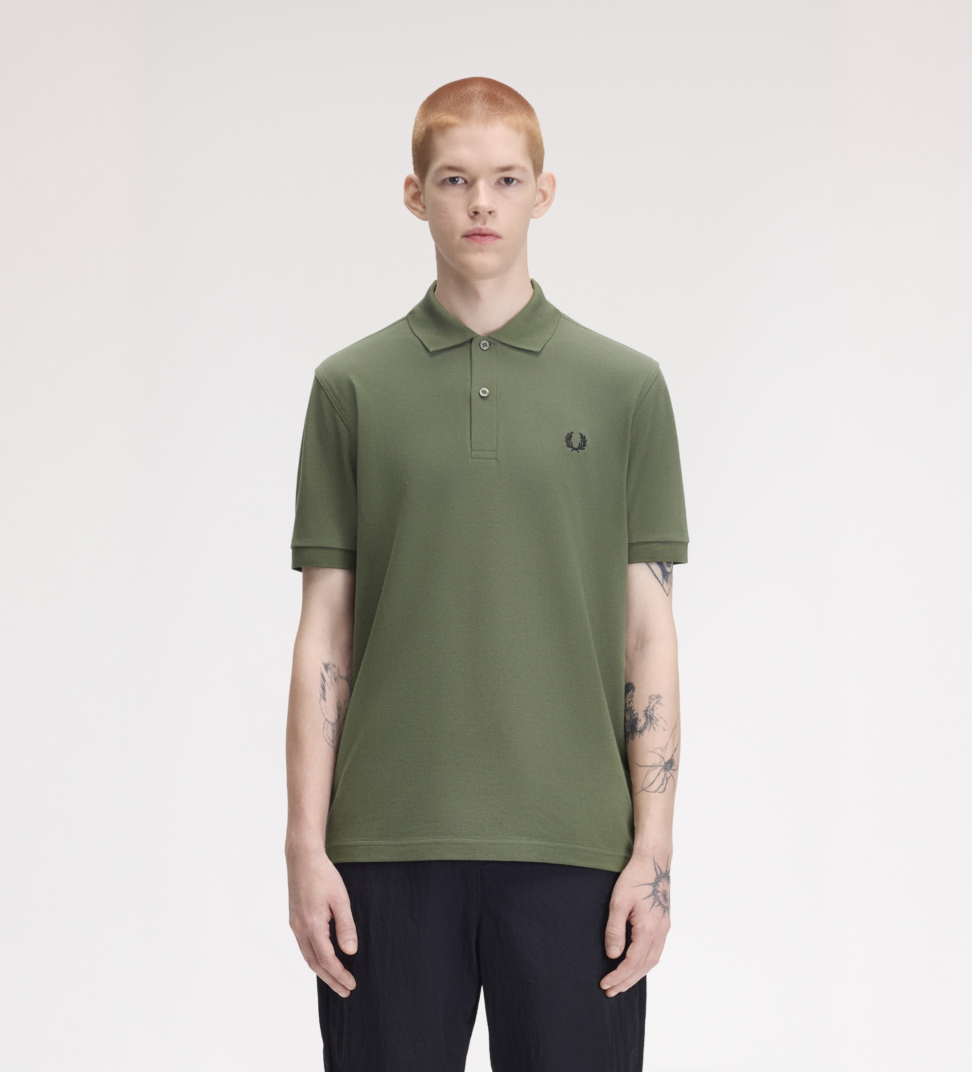 Fred Perryvoor mannen. M6000 Effen poloshirt laurel groen (M), Casual, Katoen, Korte mouwen