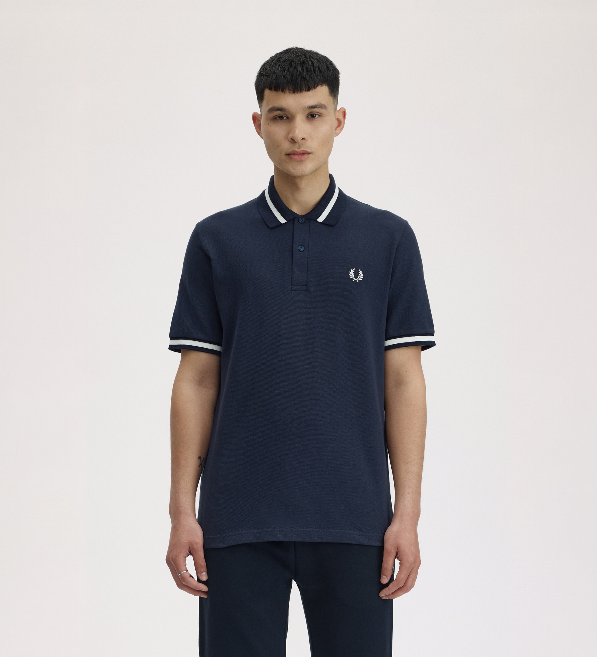Fred Perryvoor mannen. M2 Polo Single Tipped England marineblauw (38), Casual, Katoen, Korte mouwen