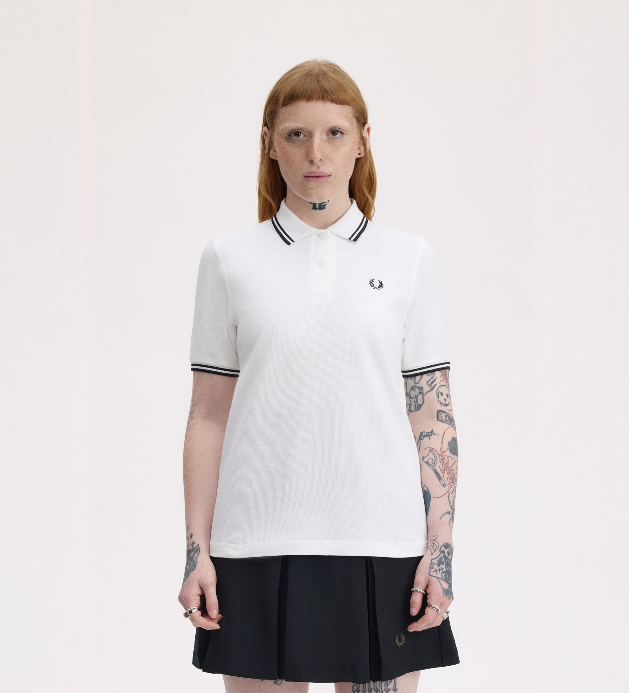Fred Perryvoor vrouwen. G3600 Witte Twin Tipped polo (16UK=44), Casual, Katoen, Korte mouwen