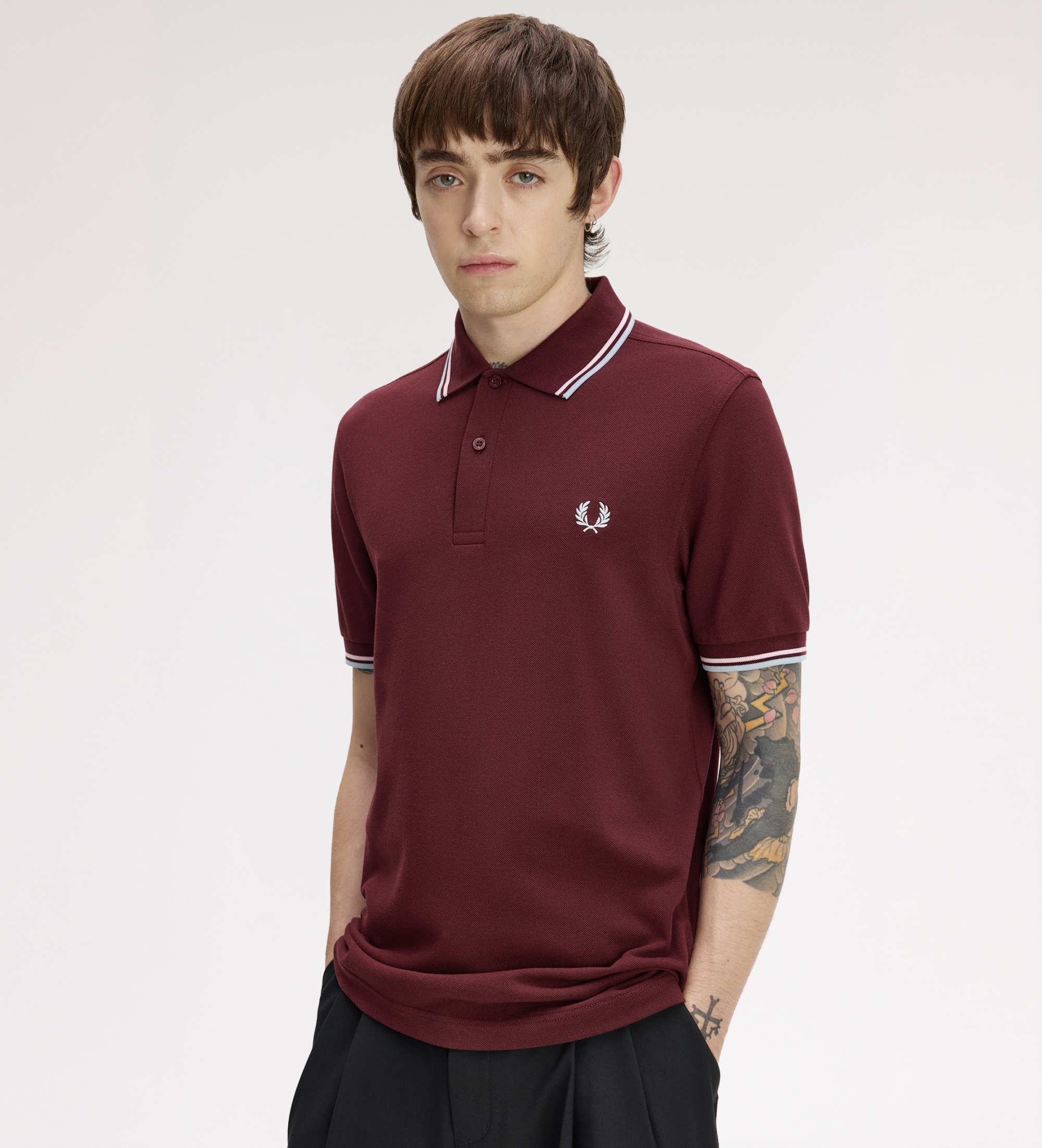 Fred Perryvoor mannen. M3600 Twin Tipped polo bordeaux (XL), Casual, Katoen, Korte mouwen