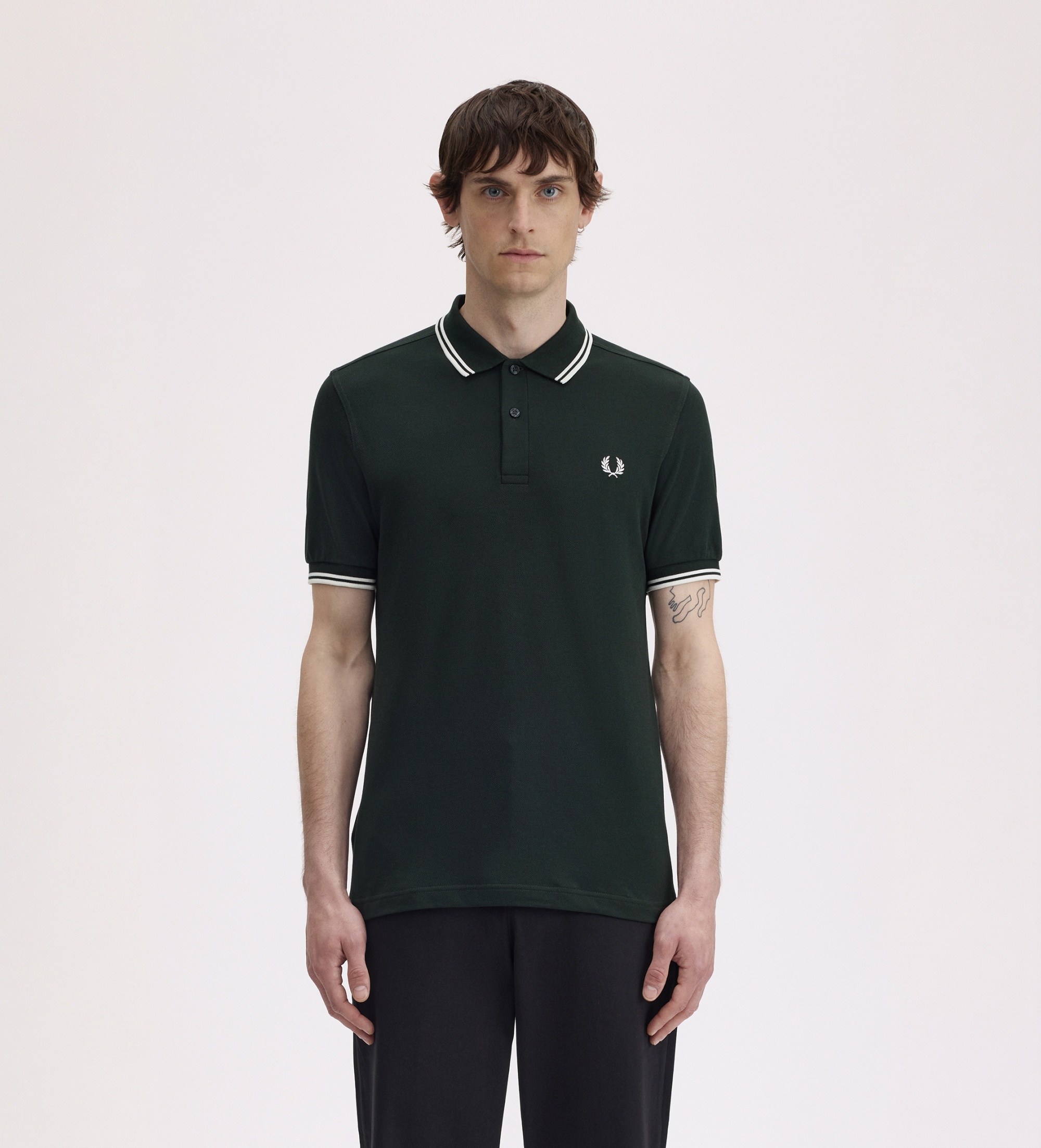 Fred Perryvoor mannen. M3600 Groen Twin Tipped poloshirt (XXL), Casual, Katoen, Korte mouwen