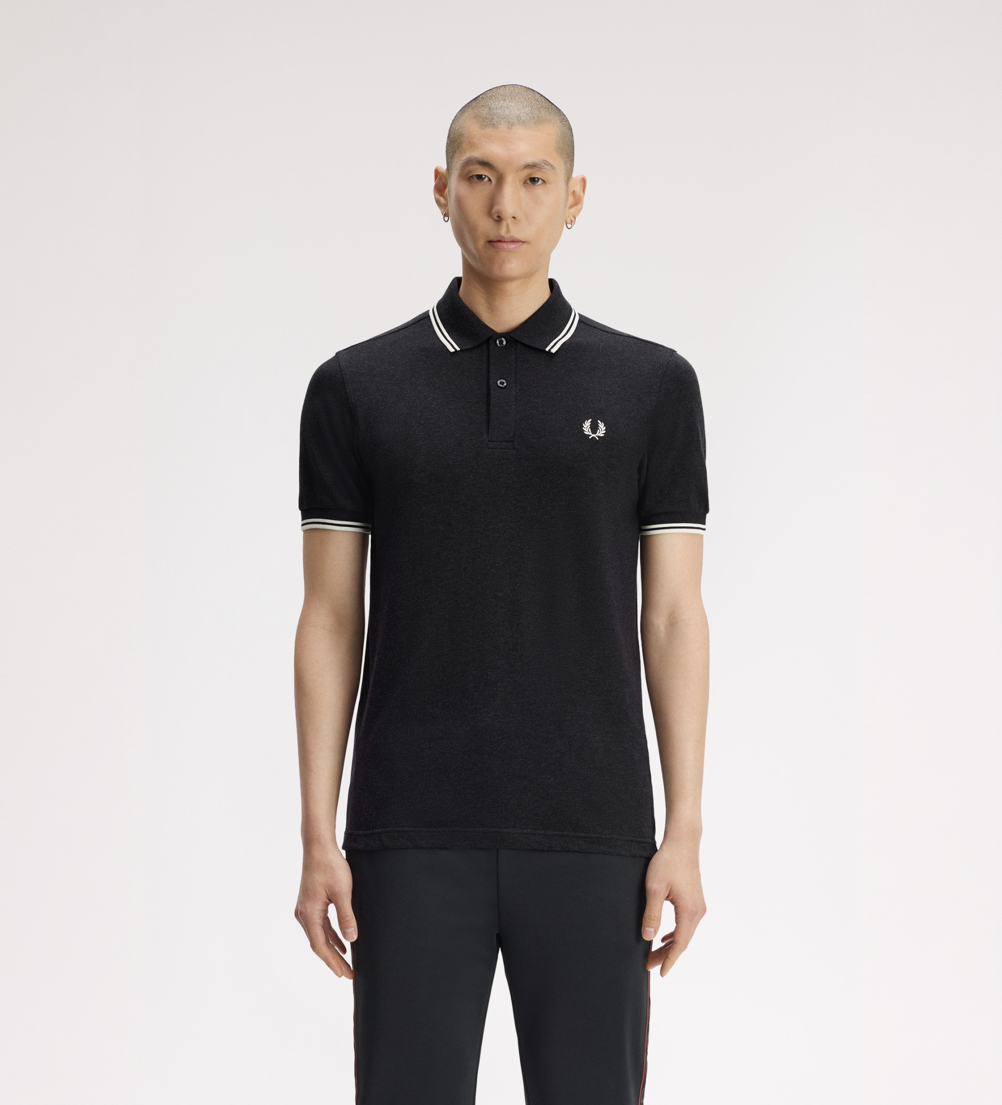 Fred Perryvoor mannen. M3600 Twin Tipped poloshirt antraciet (S), Casual, Grijs, Katoen, Korte mouwen