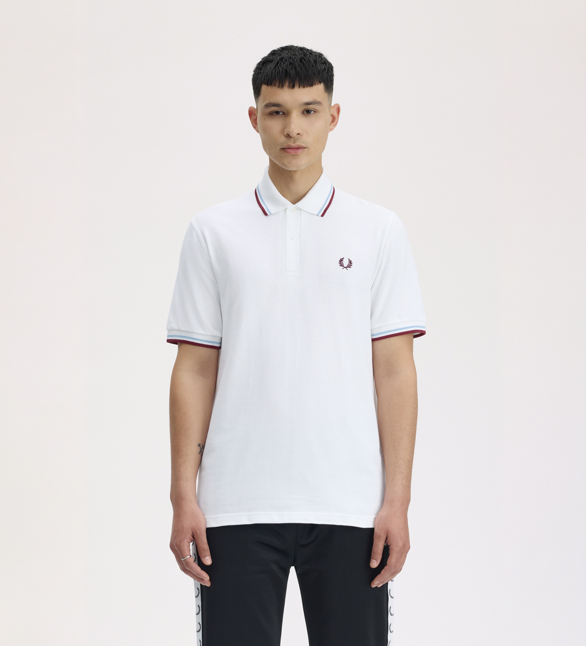 Fred Perryvoor mannen. M12 Polo Twin Tipped Engeland wit (38), Casual, Katoen, Klassiek, Korte mouwen