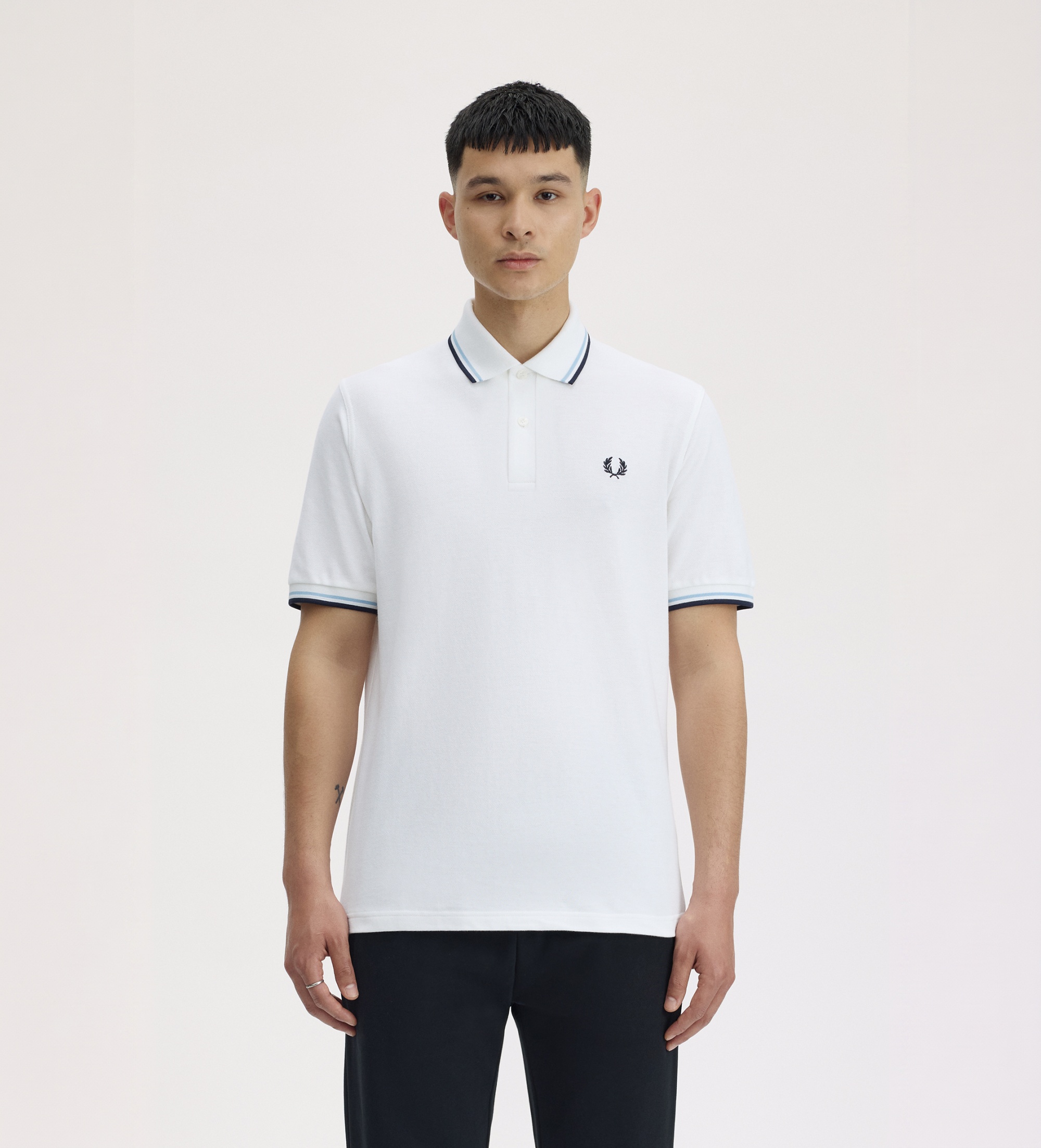 Fred Perryvoor mannen. M12 Polo Twin Tipped Engeland wit (42), Casual, Katoen, Klassiek, Korte mouwen