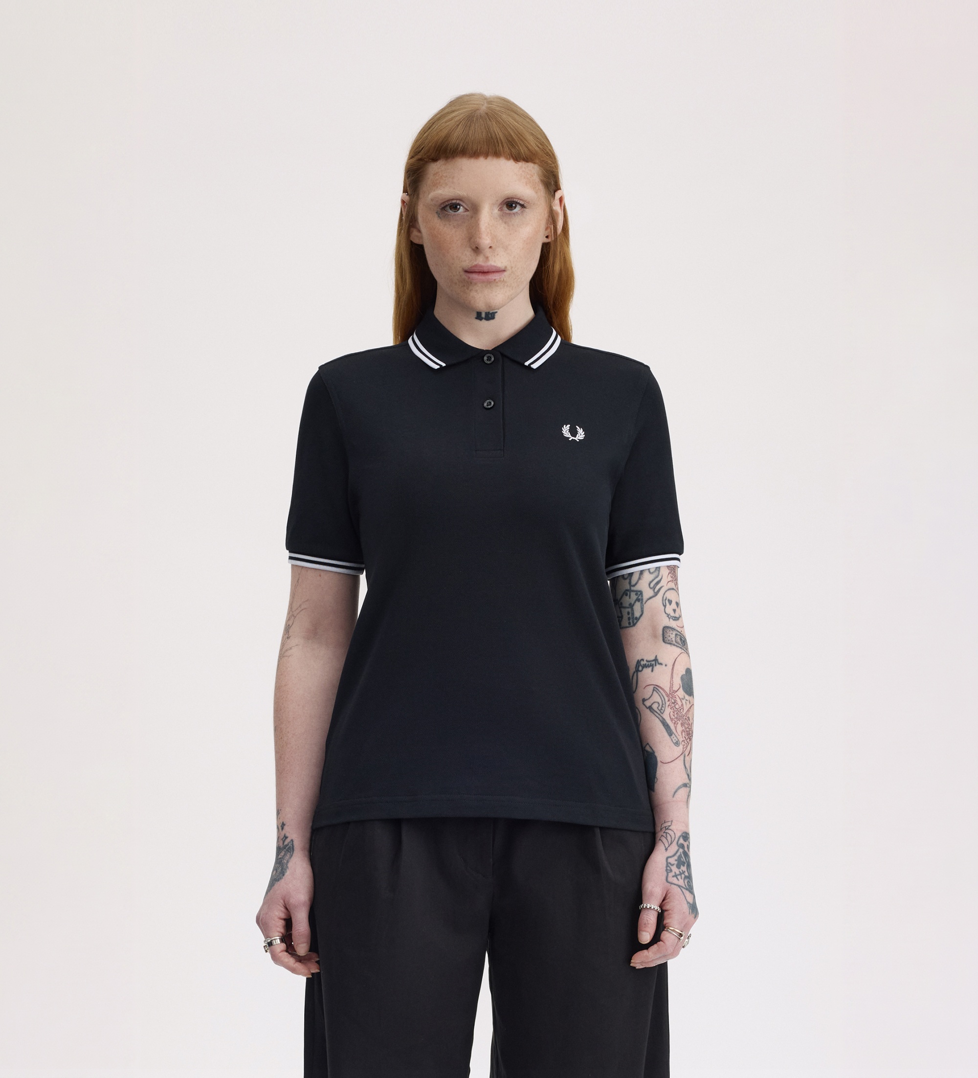 Fred Perryvoor vrouwen. G3600 Zwarte Twin Tipped polo (36), Casual, Katoen, Korte mouwen
