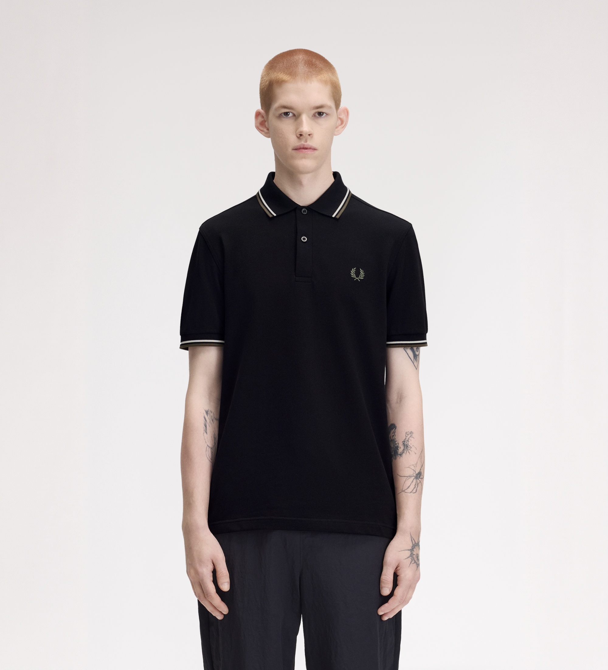 Fred Perryvoor mannen. M3600 Twin Tipped poloshirt zwart (XL), Casual, Katoen, Korte mouwen