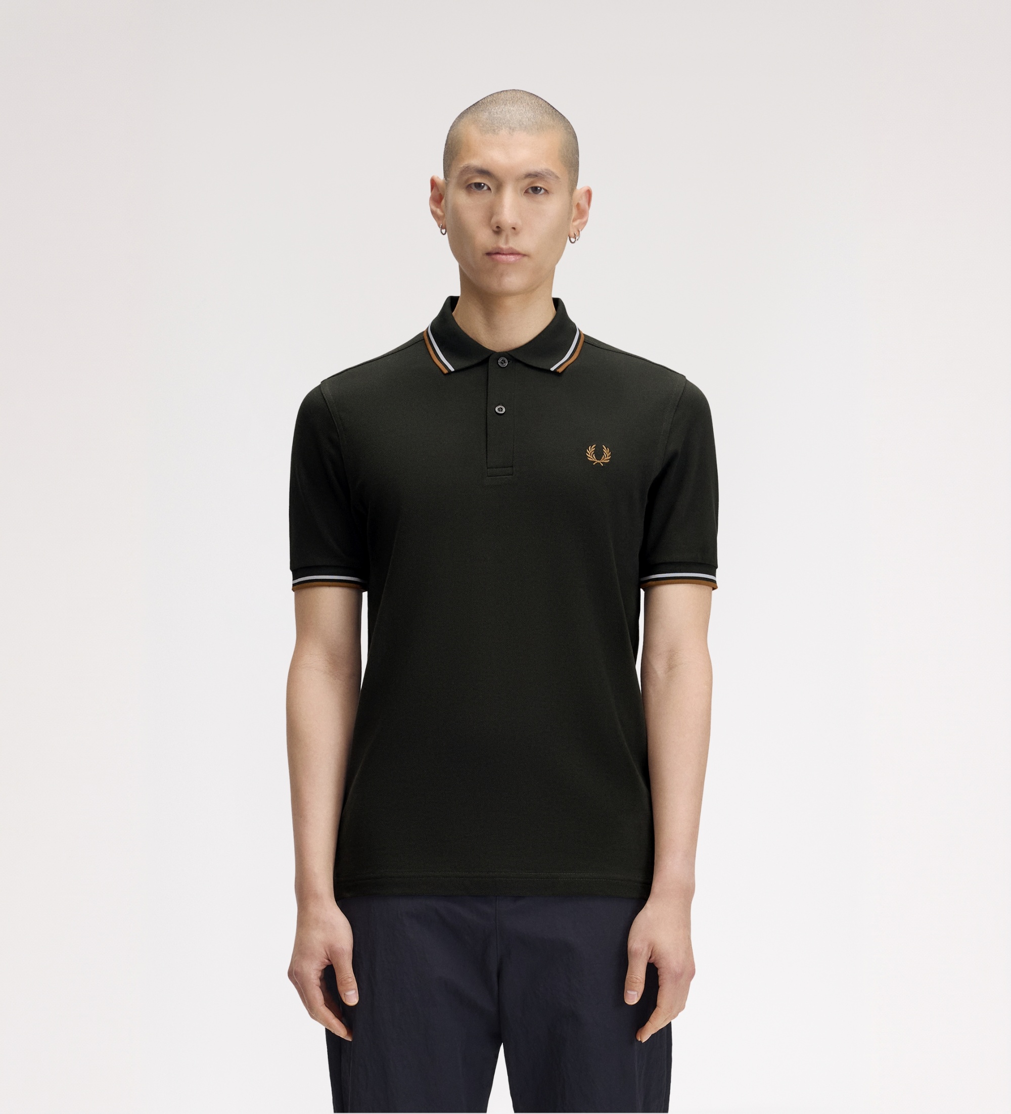 Fred Perryvoor mannen. M3600 Twin Tipped polo nachtgroen (L), Casual, Katoen, Korte mouwen