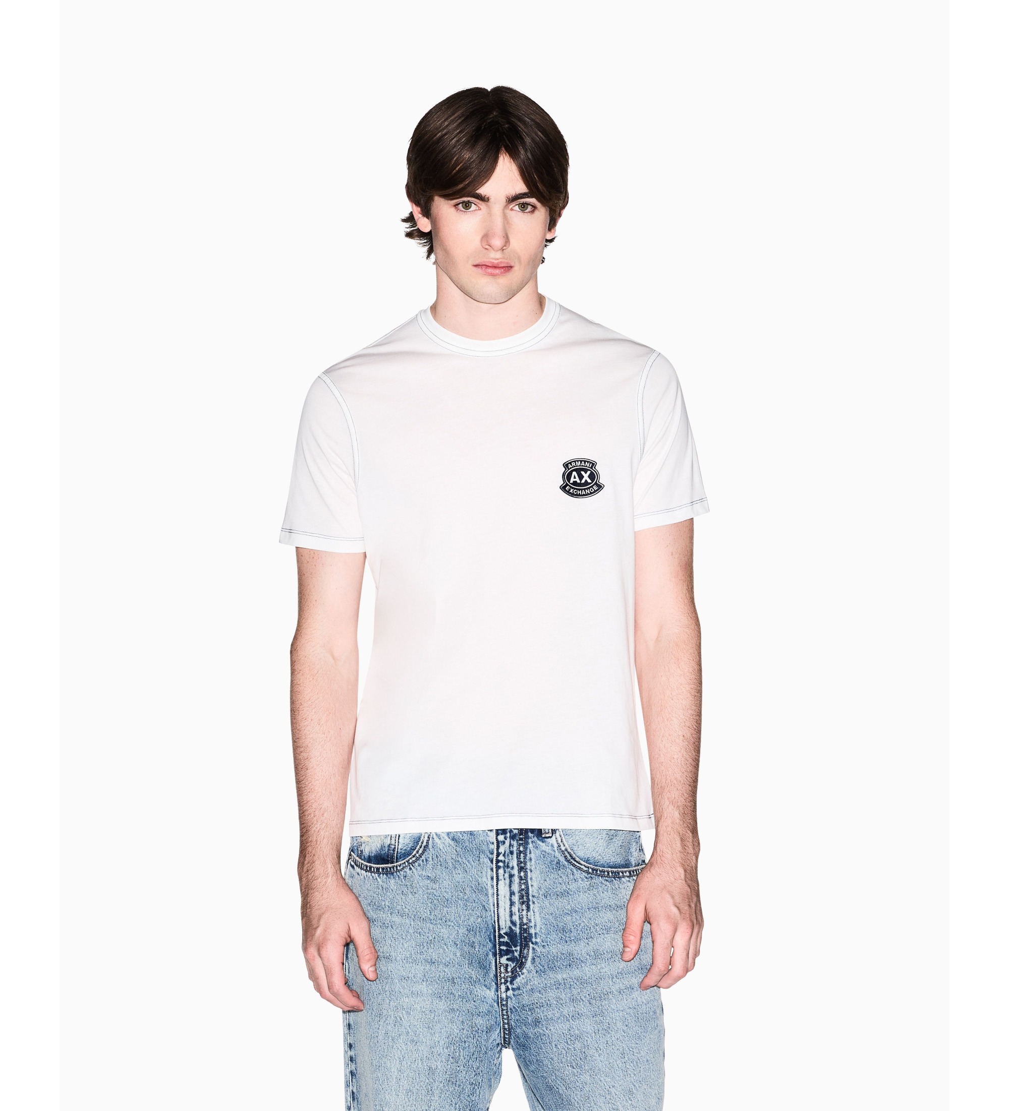 A|X Armani Exchange für Herren. XM002455AF10358U0009 Weißes T-Shirt in Slim-Fit-Passform (M), Lässig, Baumwolle, Kurzarm