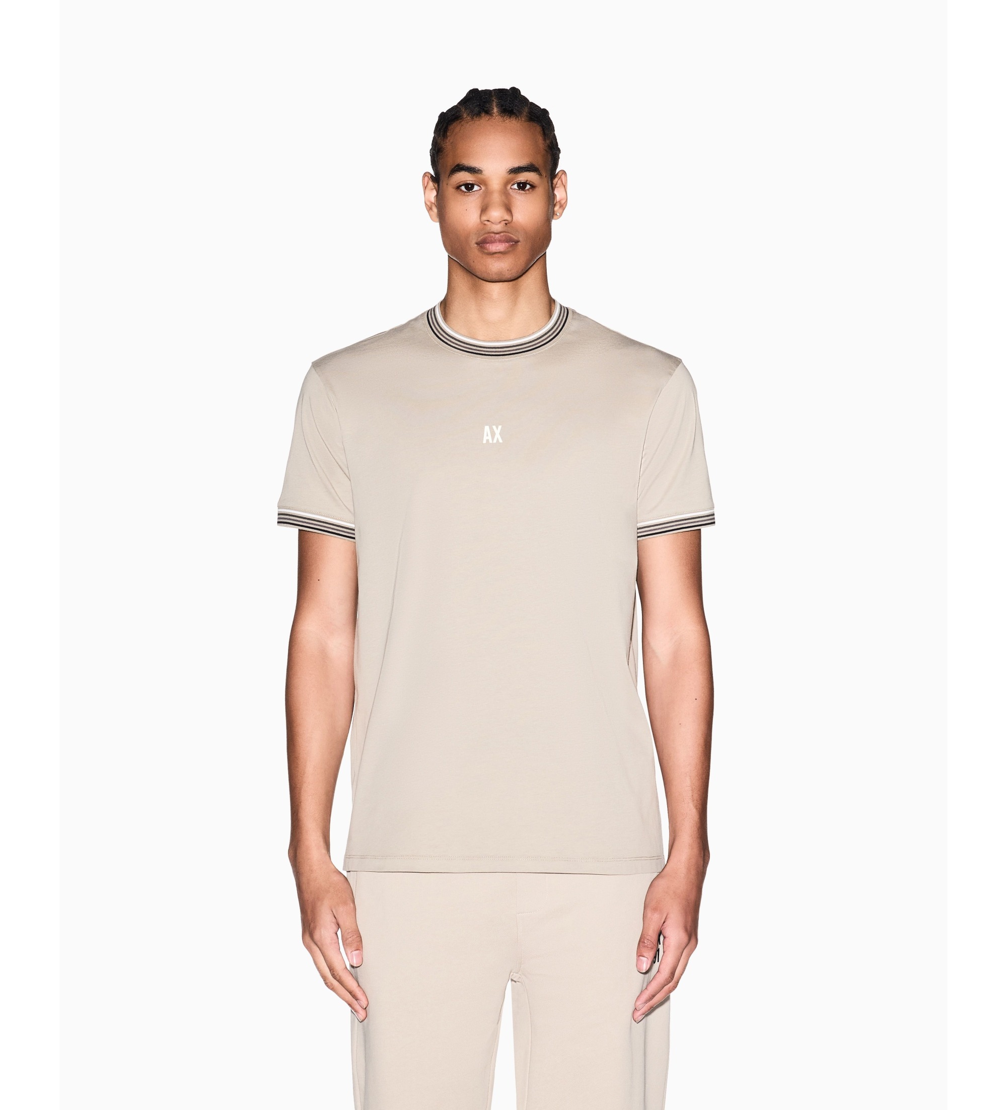 A|X Armani Exchange für Herren. XM002451AF10356U6229 T-Shirt Uni beige (XL), Lässig, Baumwolle, Kurzarm