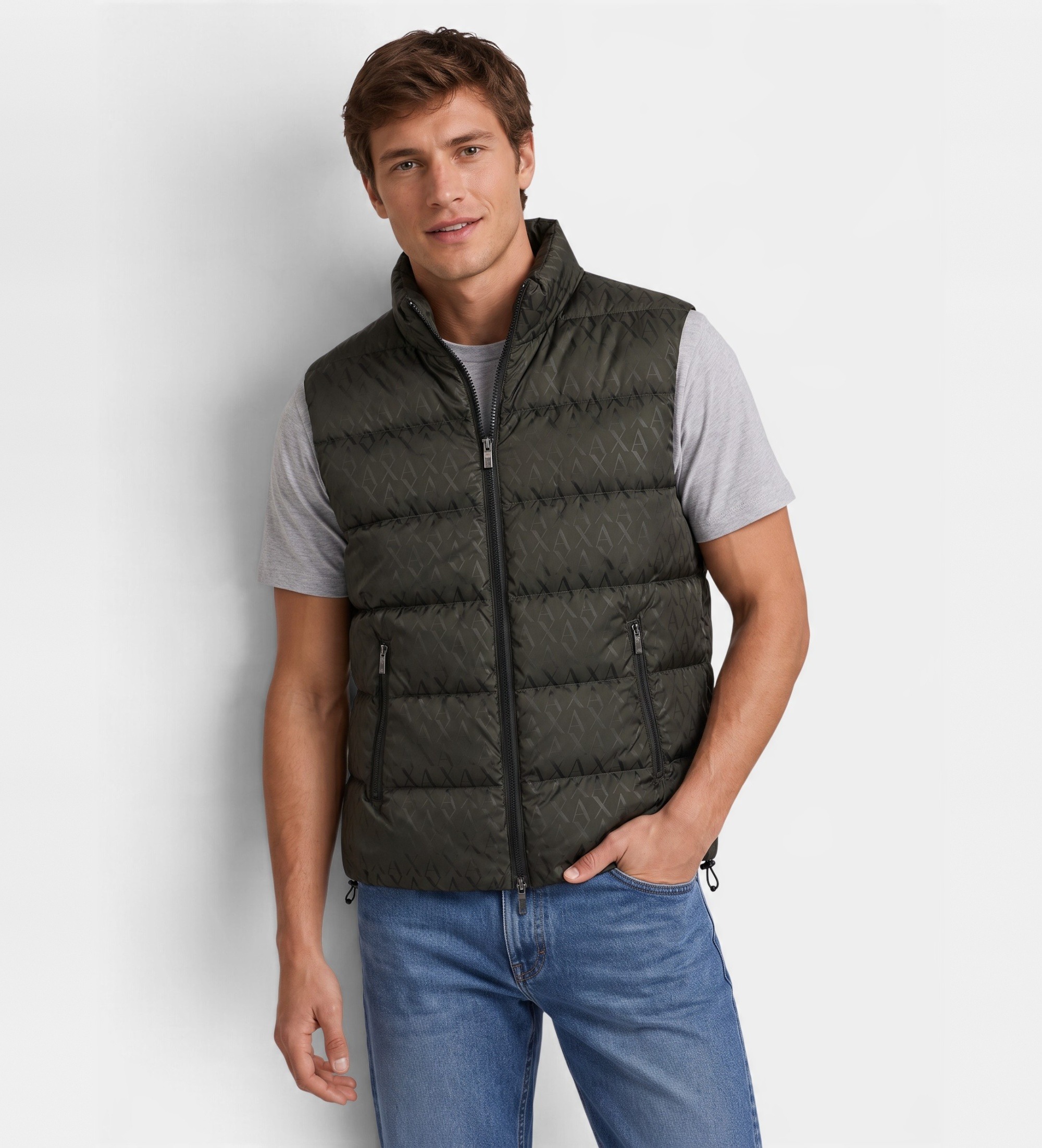 A|X Armani Exchangevoor mannen. XM001581AF16628U8123 Groen donsvest (M), Bruin, Casual, Polyamide