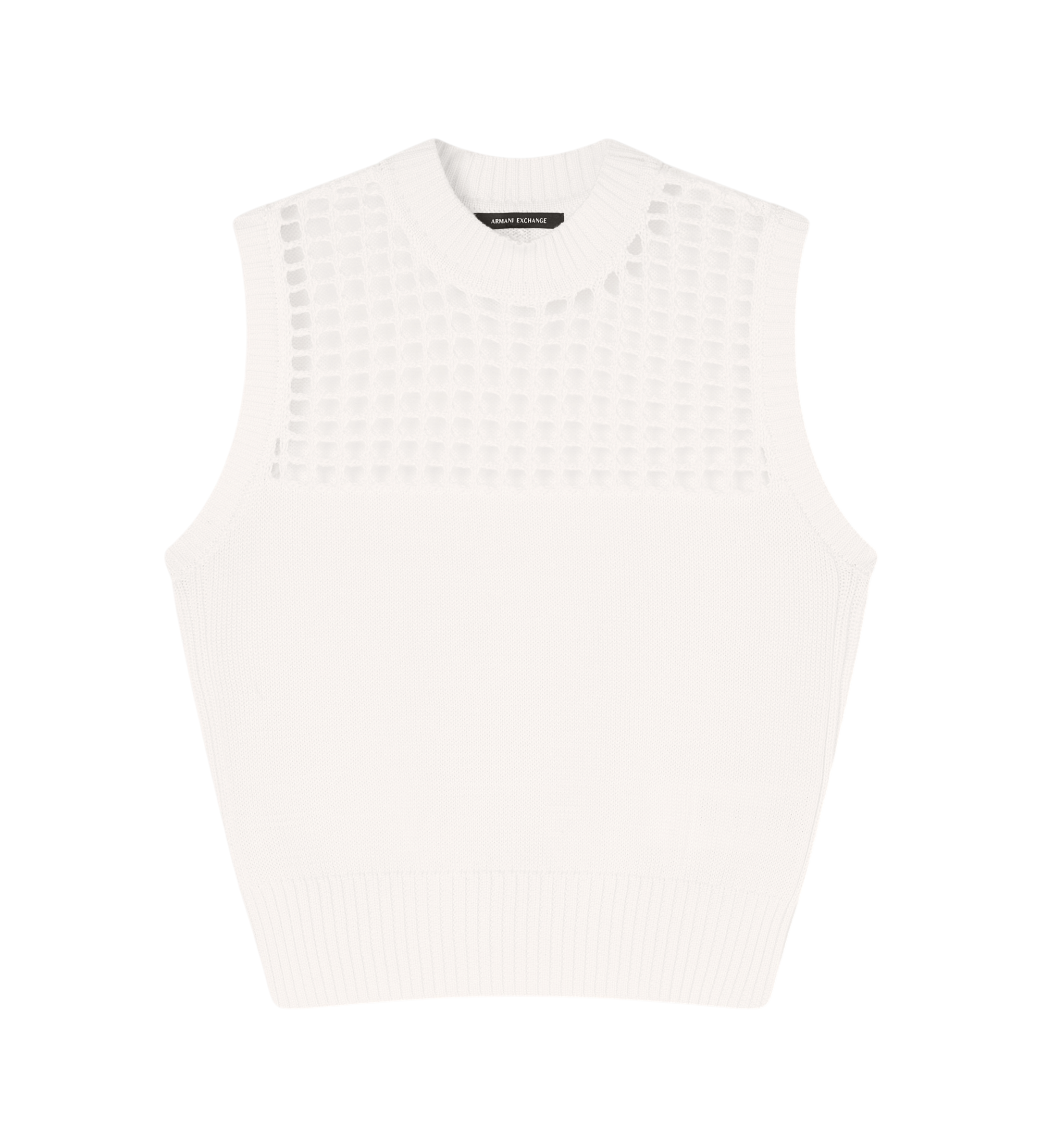 A|X Armani Exchange für Damen. XW001906AF21574U1003 Top aus Feinstrick weiß (S), Lässig, Baumwolle