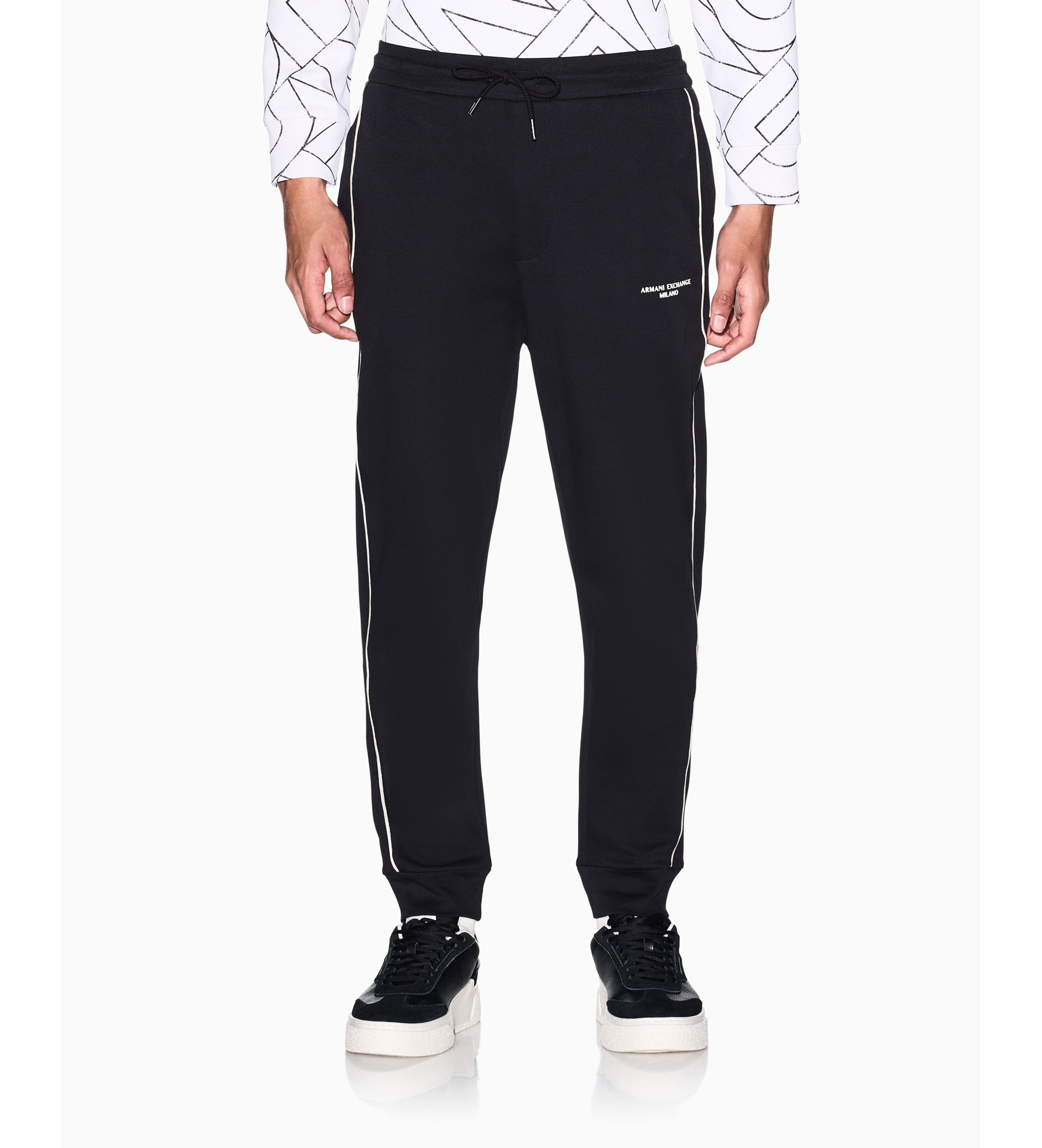 A|X Armani Exchange für Herren. XM002374AF10365UC001 Schwarze Interlock-Hose (S), Lässig, Baumwolle