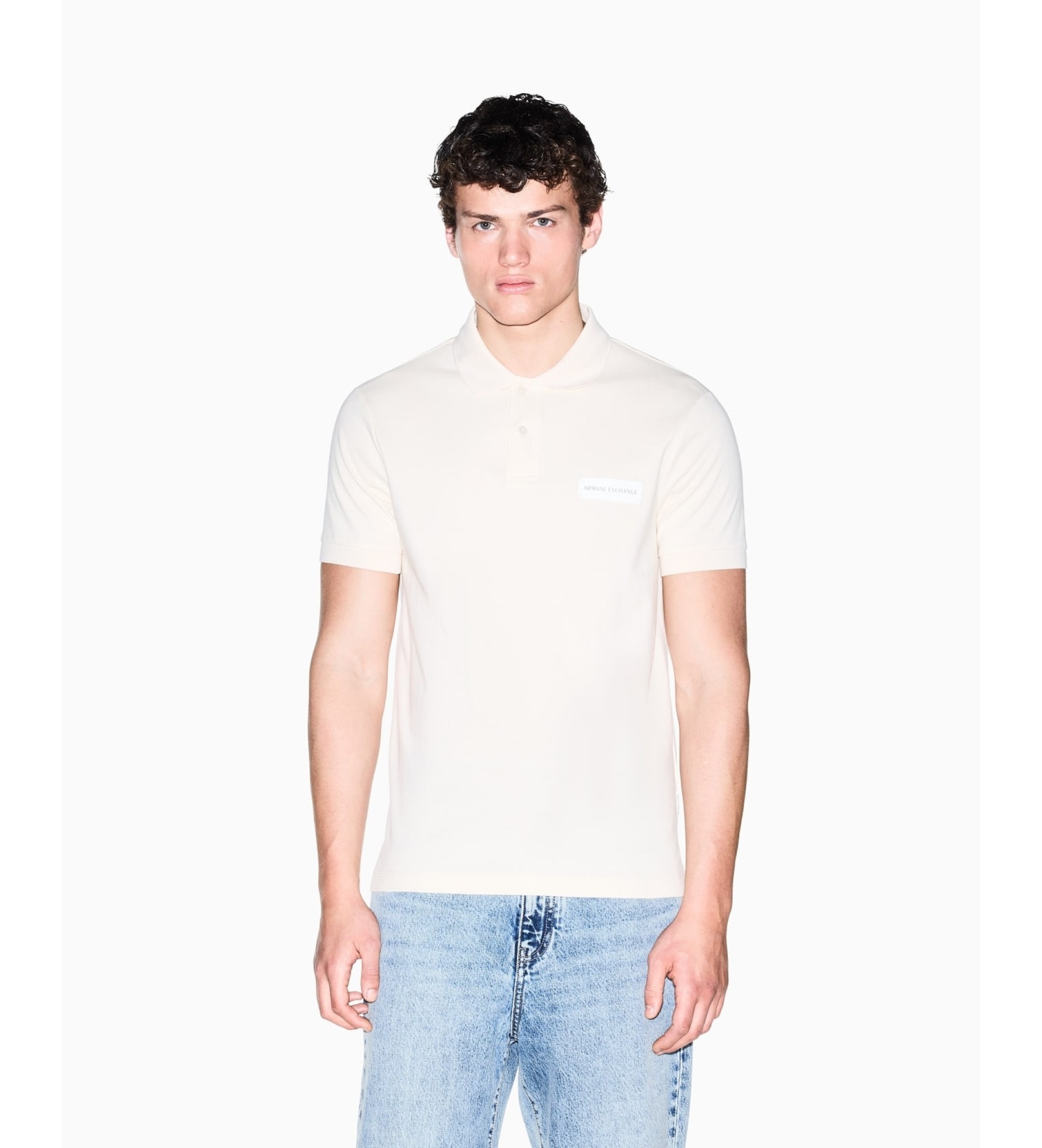A|X Armani Exchange für Herren. XM002390AF13026U1074 Beiges Baumwoll-Poloshirt (S), Lässig, Baumwolle, Kurzarm