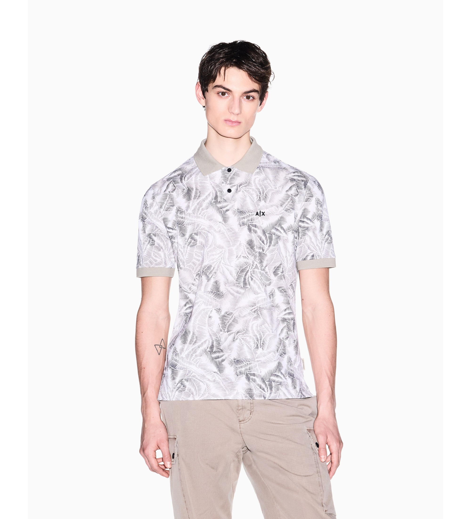 A|X Armani Exchange für Herren. XM002355AF10366F1146 Polo Classic beige (S), Lässig, Baumwolle, Kurzarm
