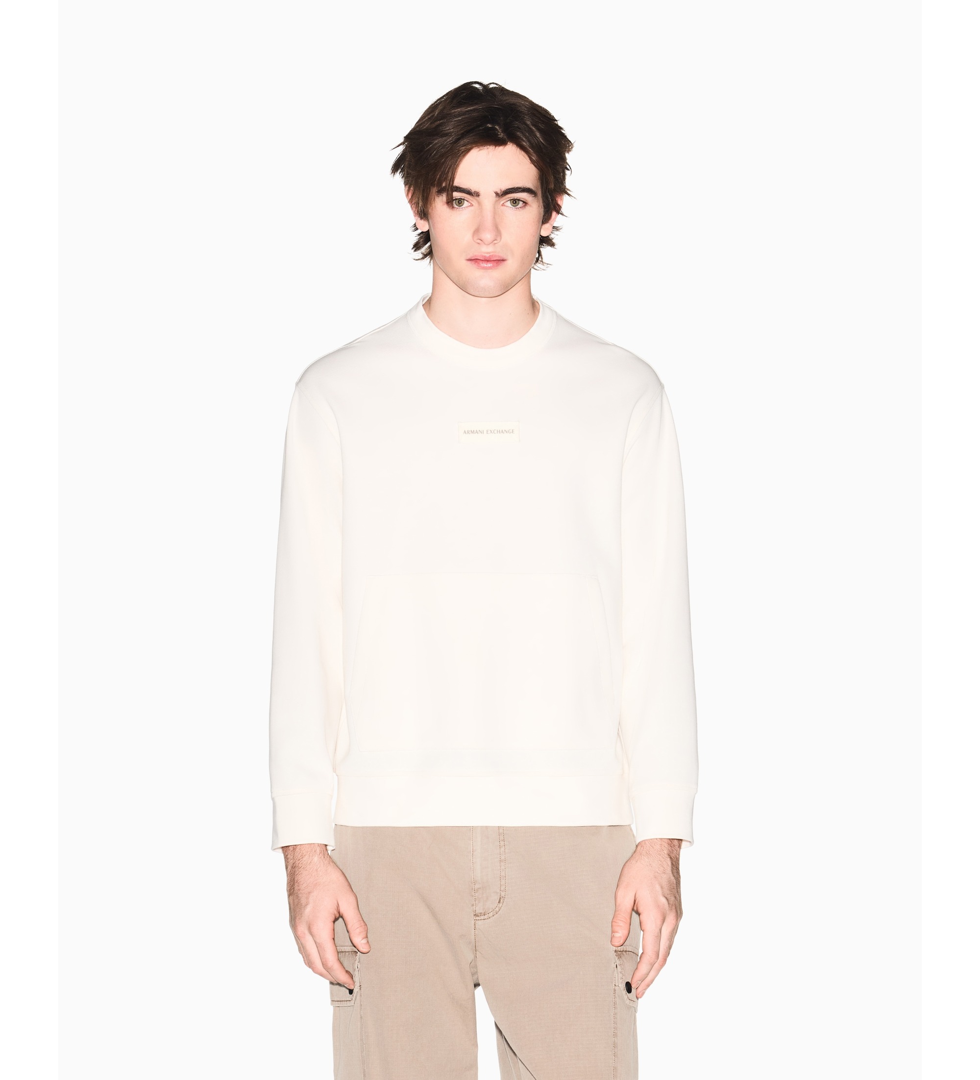 A|X Armani Exchange für Herren. XM002351AF21869U1074 Beiges Baumwoll-Sweatshirt (M), Lässig, Baumwolle