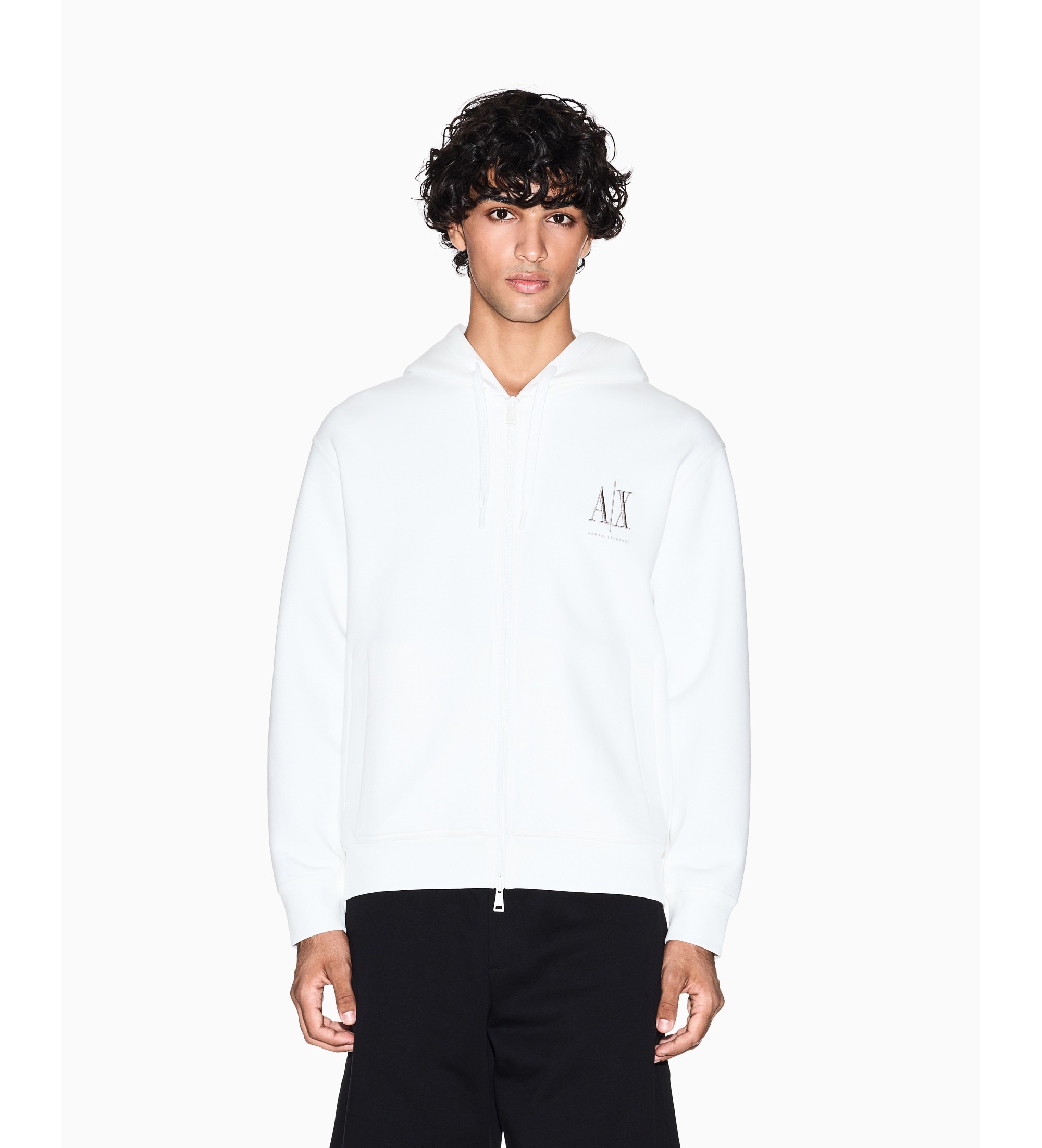 A|X Armani Exchange für Herren. XM000370AF10818U0009 Lässiges Sweatshirt weiß (L), Baumwolle, Langarm