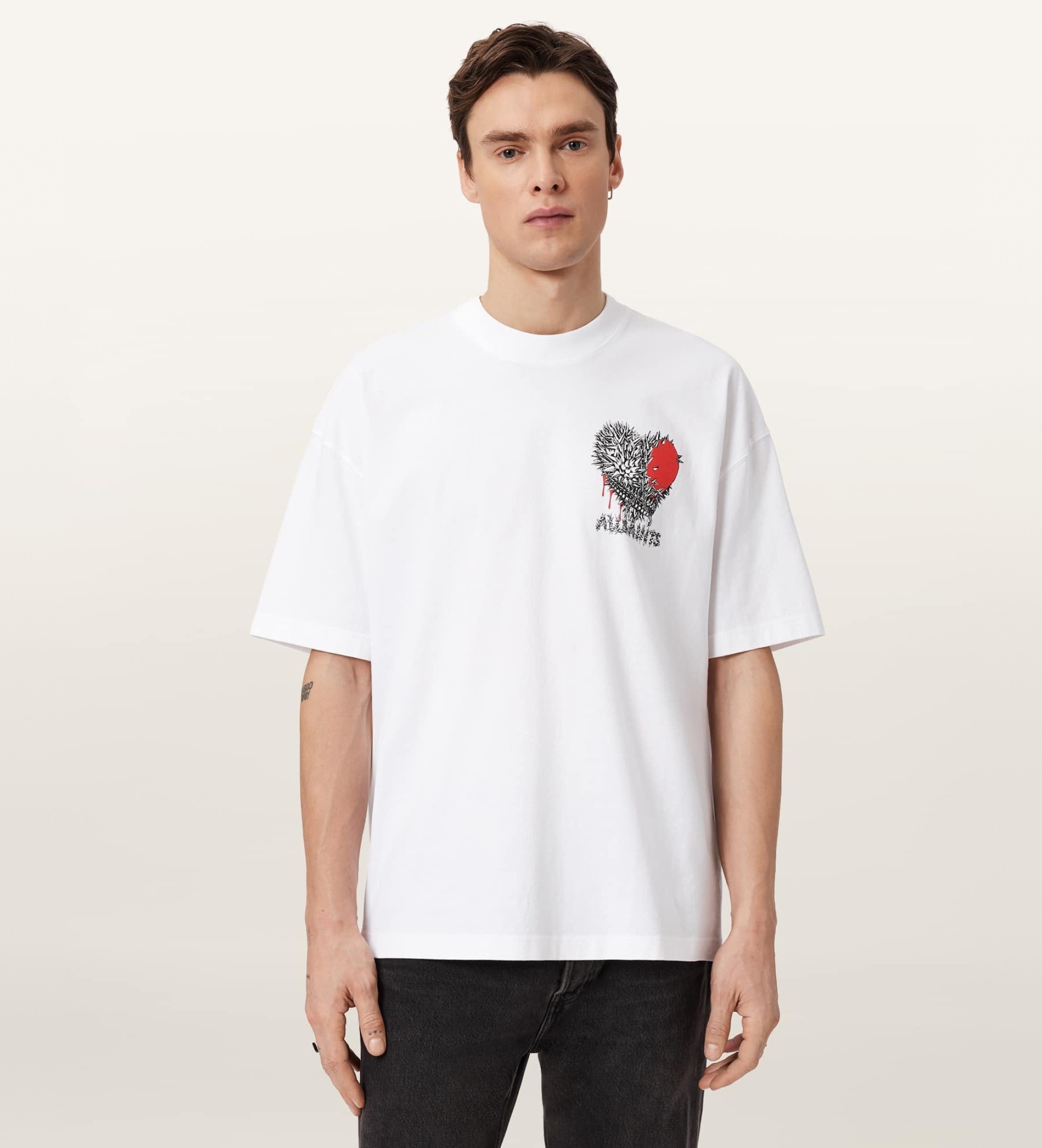 ALL SAINTS für Herren. M042PE T-shirt Chaste weiß (L), Lässig, Baumwolle, Kurzarm