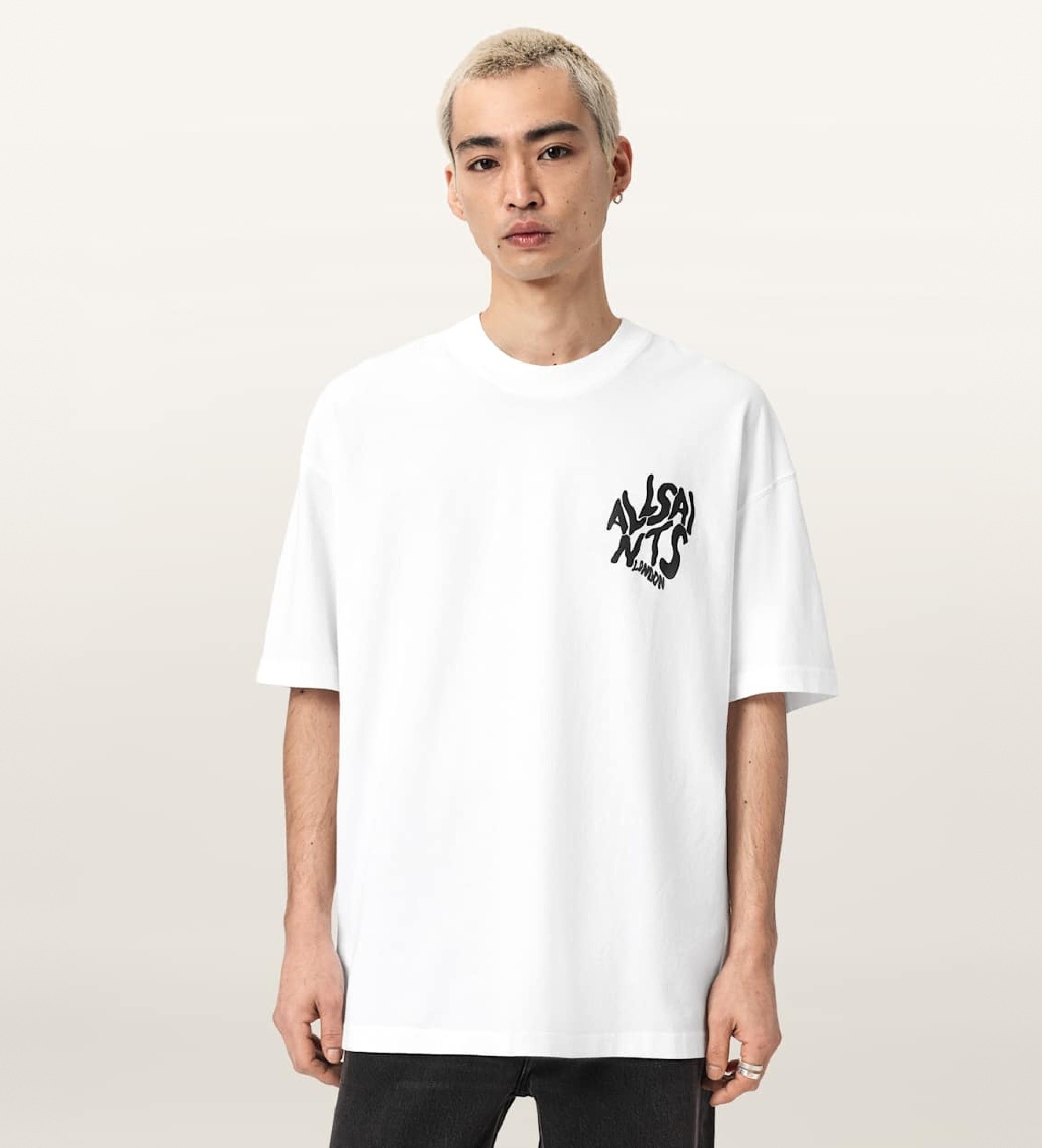ALL SAINTS für Herren. M066PC Orlando T-shirt weiß (L), Lässig, Baumwolle, Kurzarm