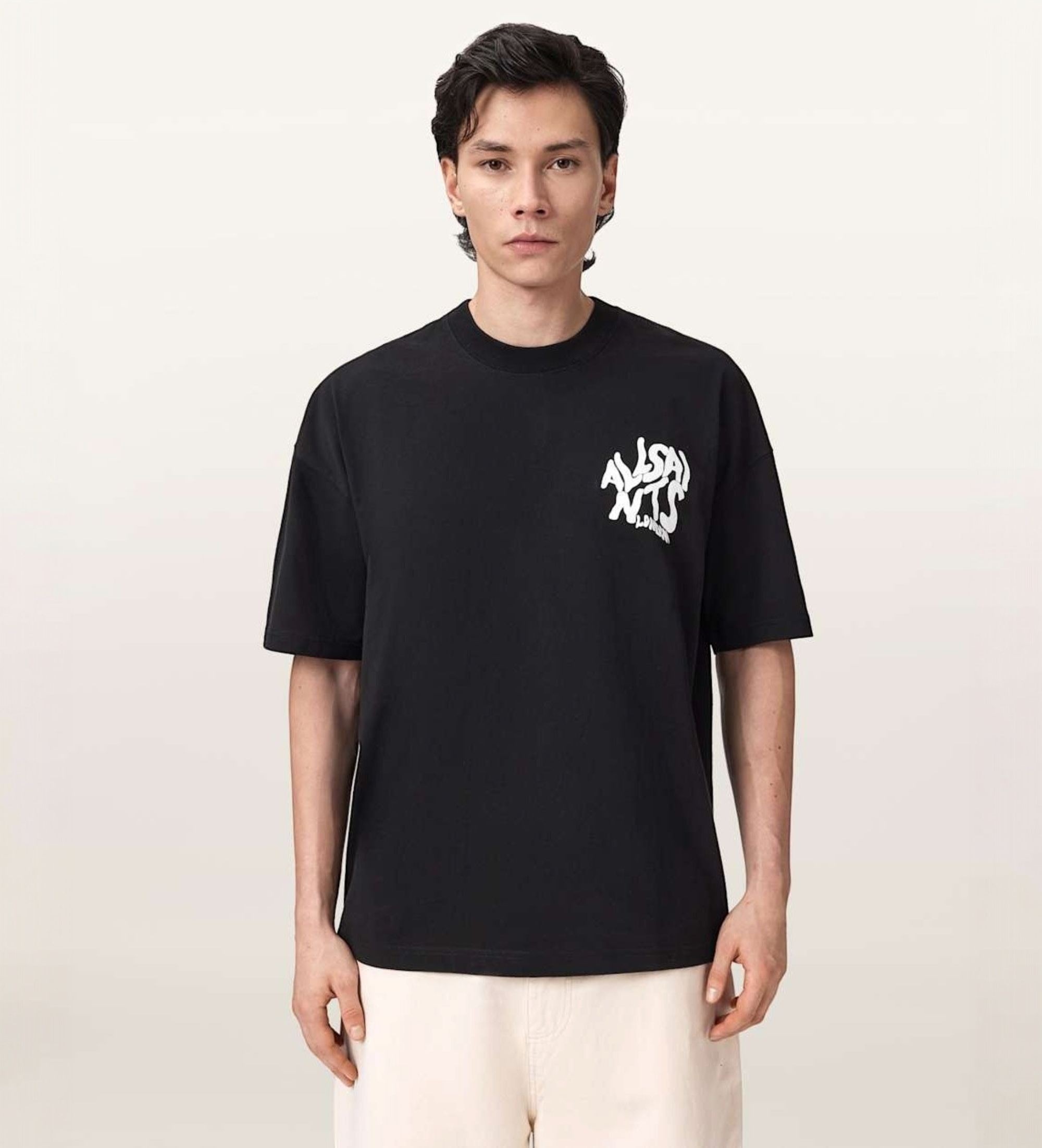 ALL SAINTS für Herren. M066PC Orlando T-shirt schwarz (L), Lässig, Baumwolle, Kurzarm