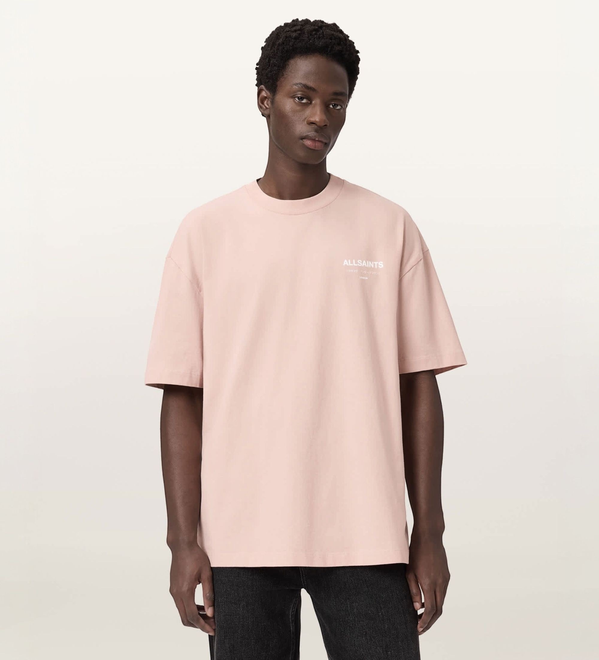 ALL SAINTS für Herren. M071PB Untergrund-T-Shirt rosa (L), Lässig, Baumwolle, Kurzarm
