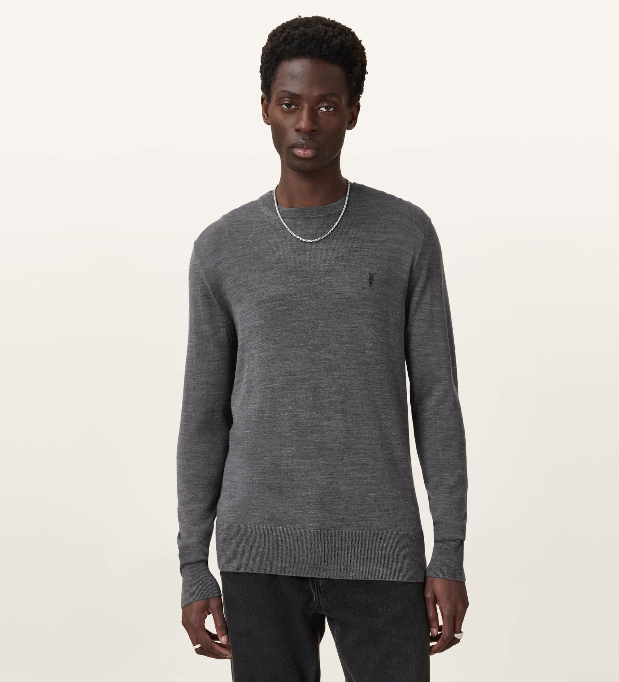 ALL SAINTSvoor mannen. M002KZ Merino Mode trui grijs (L), Casual, Wol, Lange mouwen