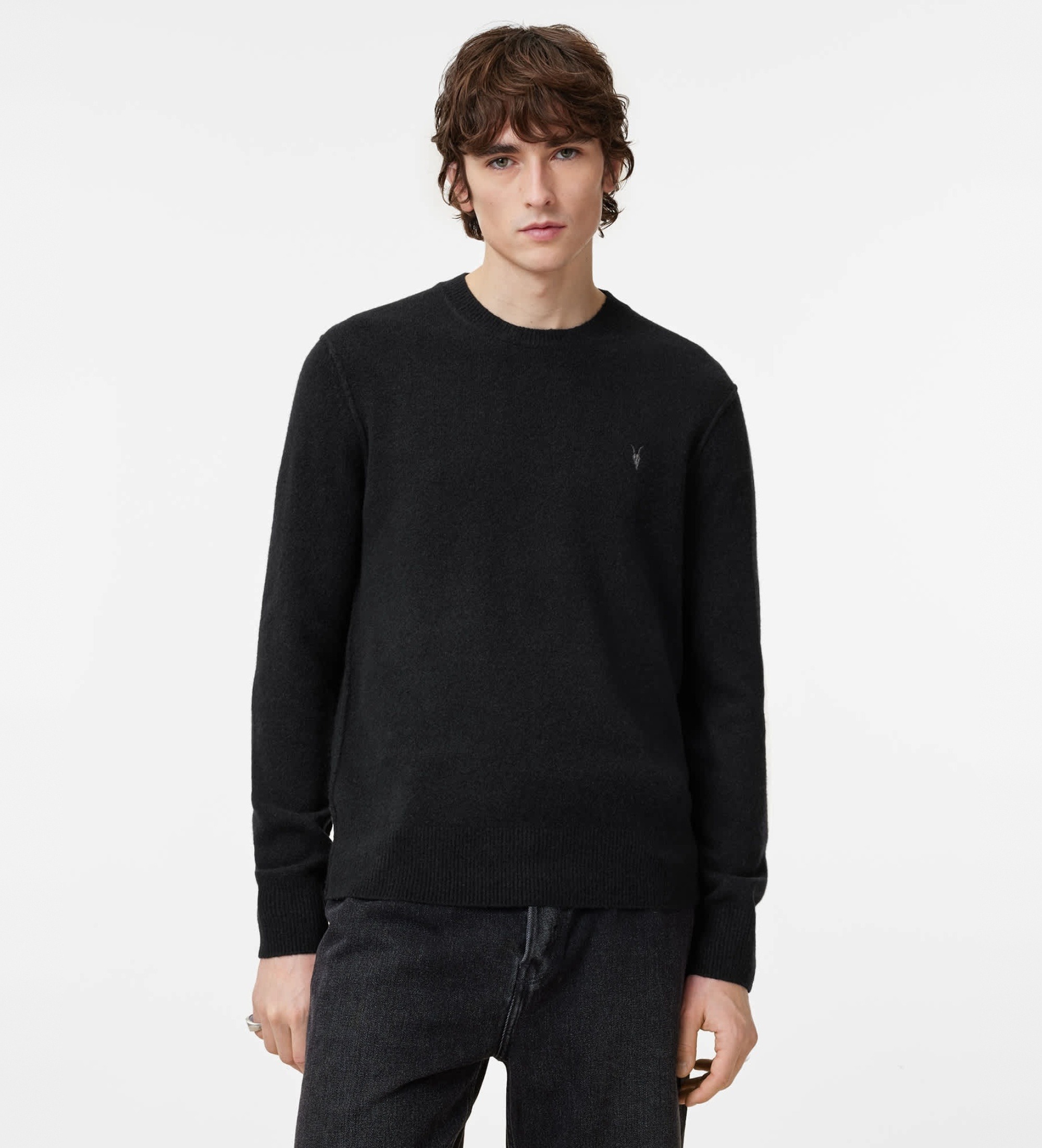 ALL SAINTSvoor mannen. M039KA Statten trui zwart (S), Casual, Katoen