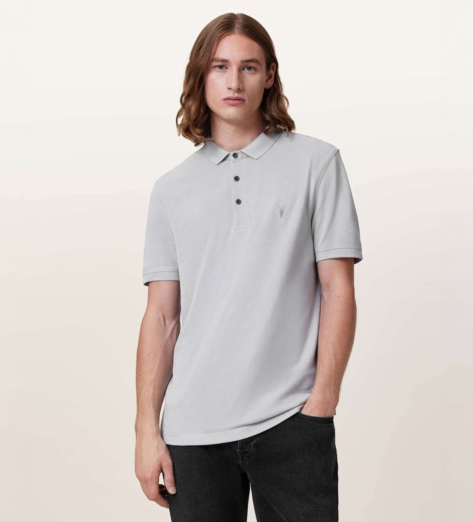 ALL SAINTS für Herren. M075PB Polo-Reform (L), Lässig, Grau, Baumwolle, Kurzarm