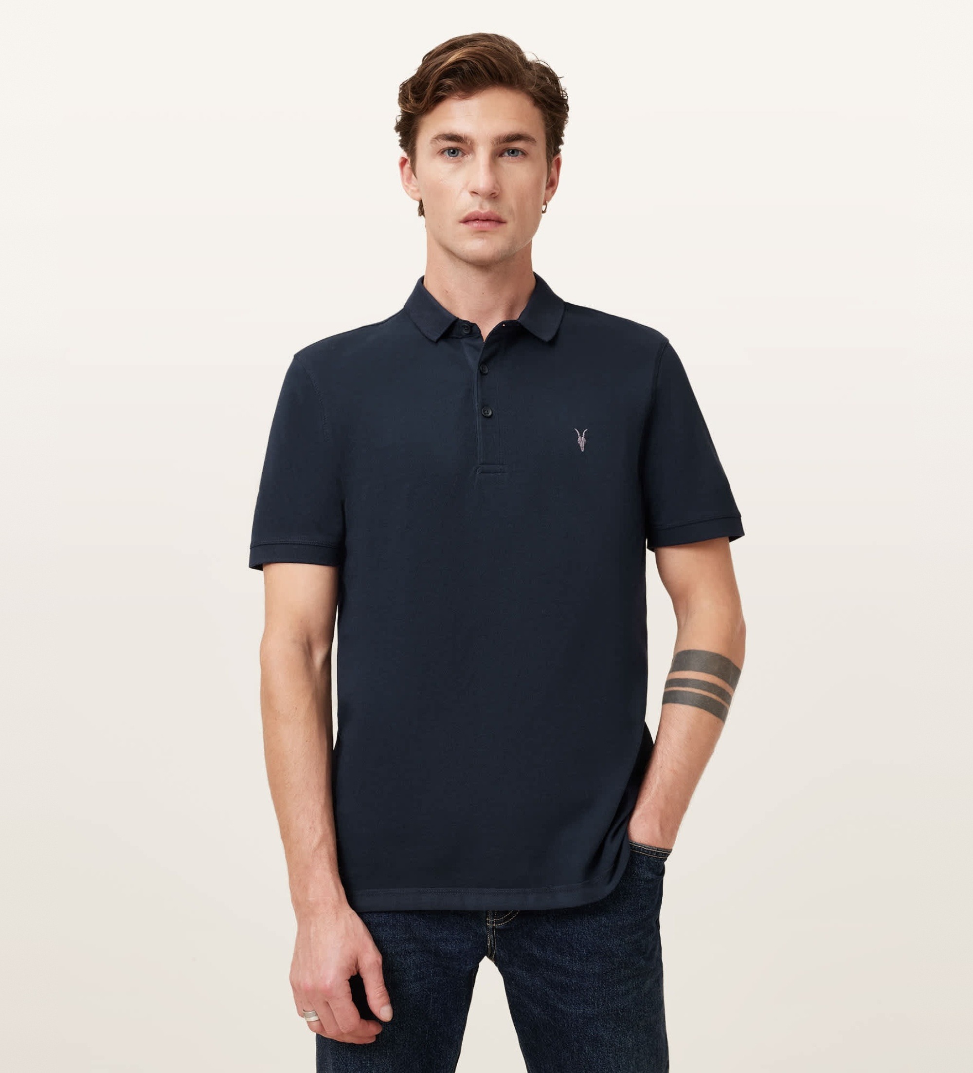 ALL SAINTS für Herren. M075PB Reform Poloshirt navy (M), Lässig, Baumwolle, Kurzarm, Marine