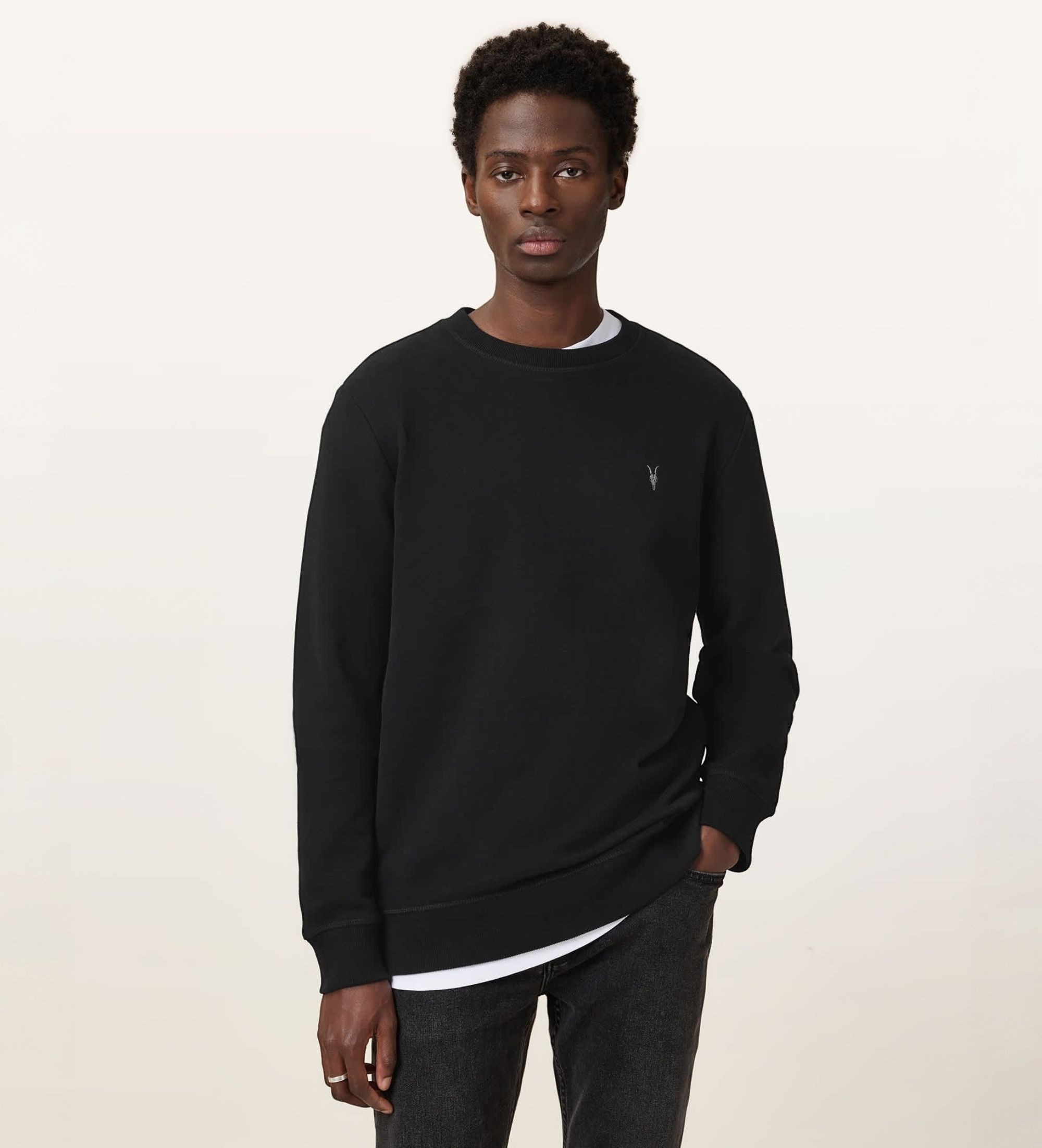 ALL SAINTSvoor mannen. M037NB Zwarte Raven sweater (XL), Casual, Katoen