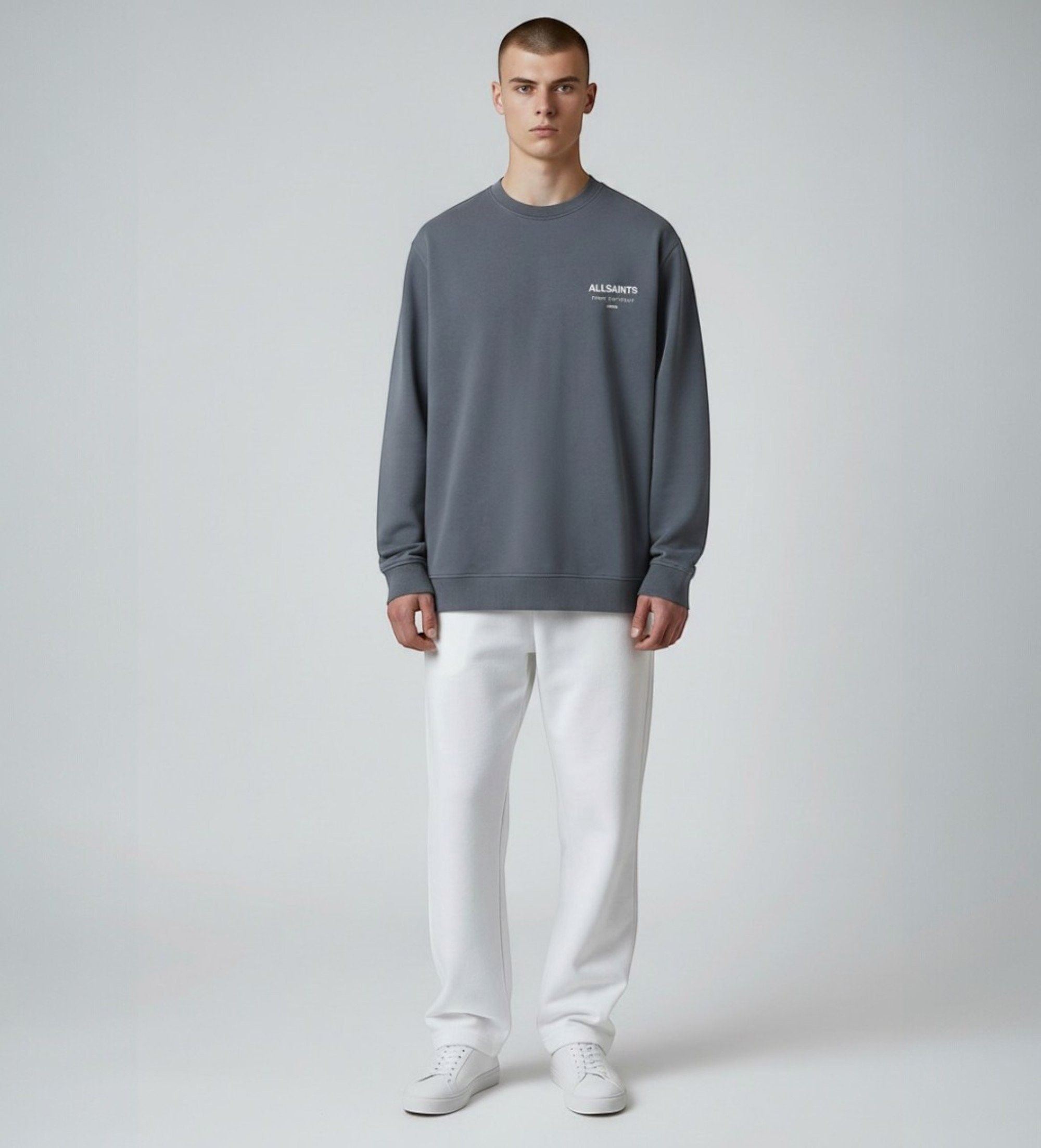 ALL SAINTS für Herren. M033NB Sweatshirt Underground (M), Blau, Lässig, Grau, Baumwolle, Langarm