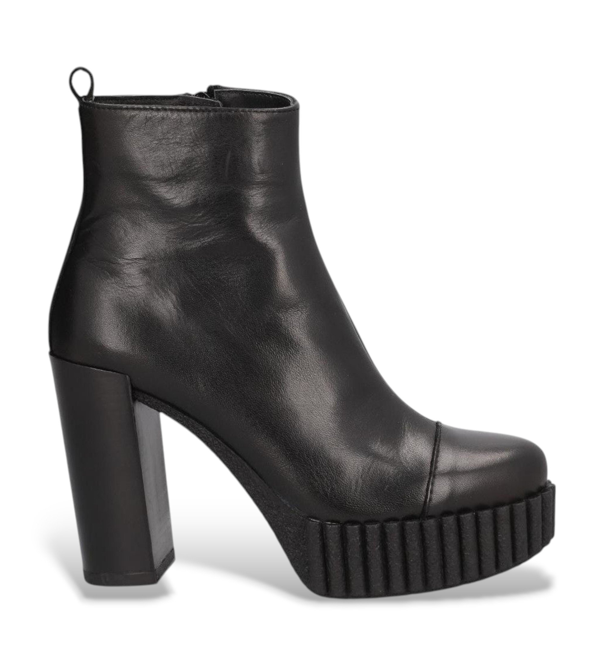 Alpe für Damen. 456220 Andrea Lederstiefelette schwarz (40), über 10cm, Reißverschluss, Lässig
