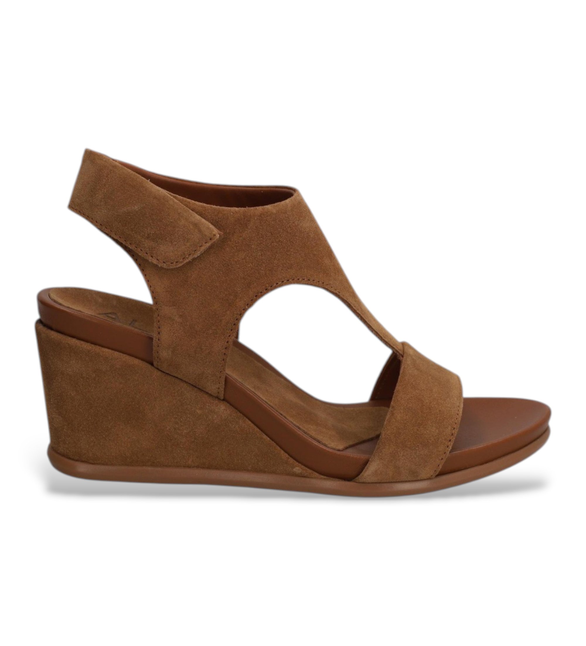Alpe für Damen. 561411 Yara Juliette Keilabsätze aus braunem Leder (37), 5 bis 8 cm, Wildleder, Klettverschluss, Lässig