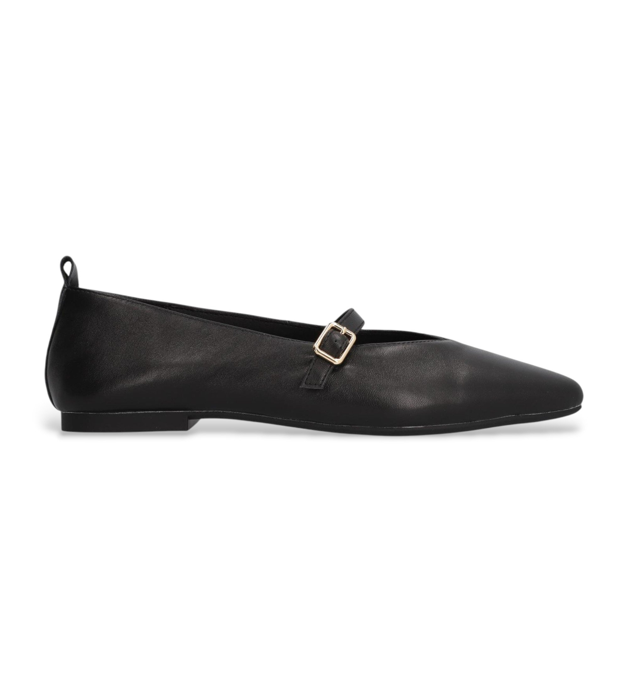 Alpe für Damen. 555500 Paris Leder-Ballettpumps schwarz (38), Wohnung, Schnalle, Lässig