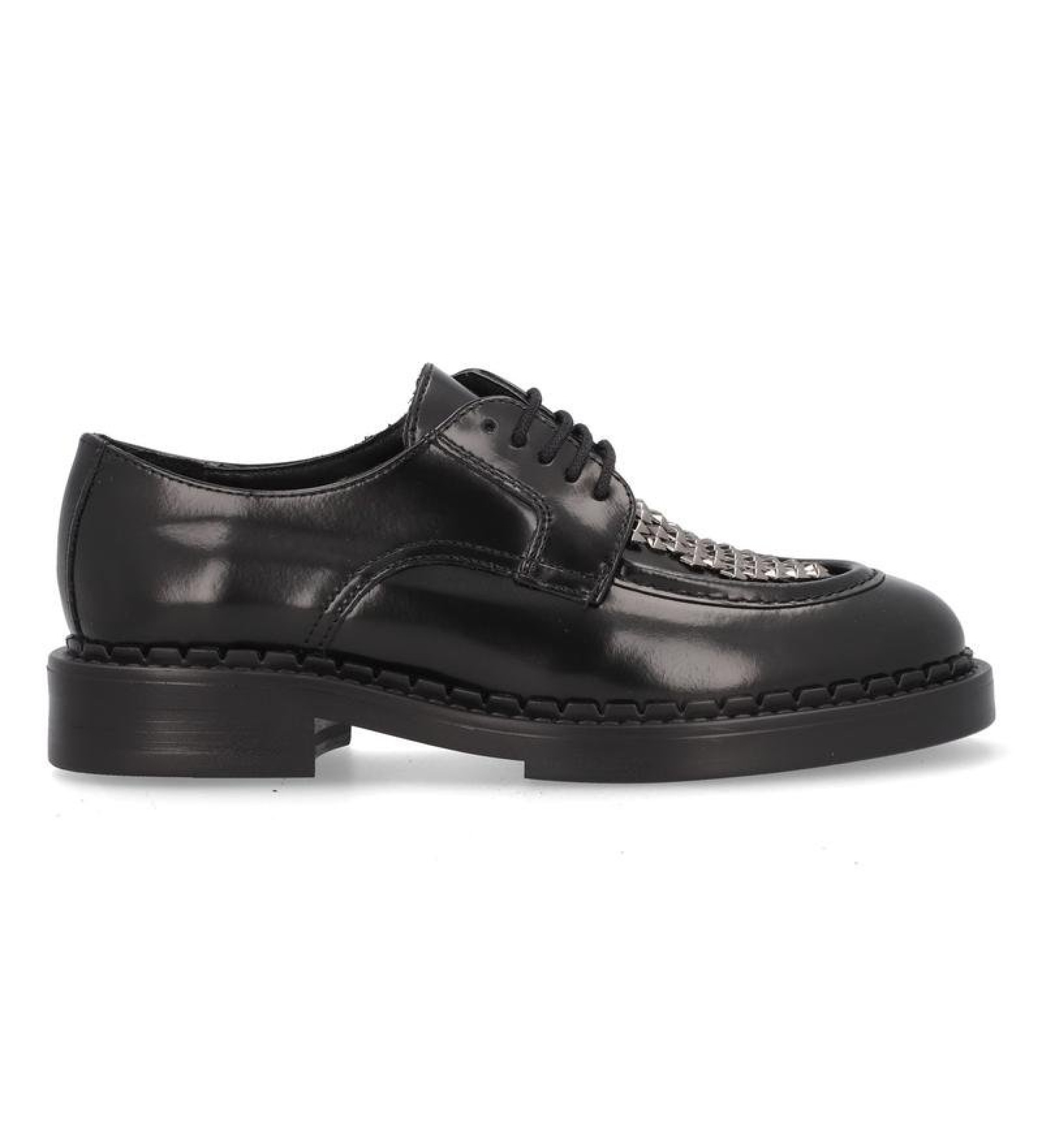 Alpe für Damen. 533266 Chester-Slipper aus schwarzem Leder (37), Wohnung, Schnürsenkel, Lässig