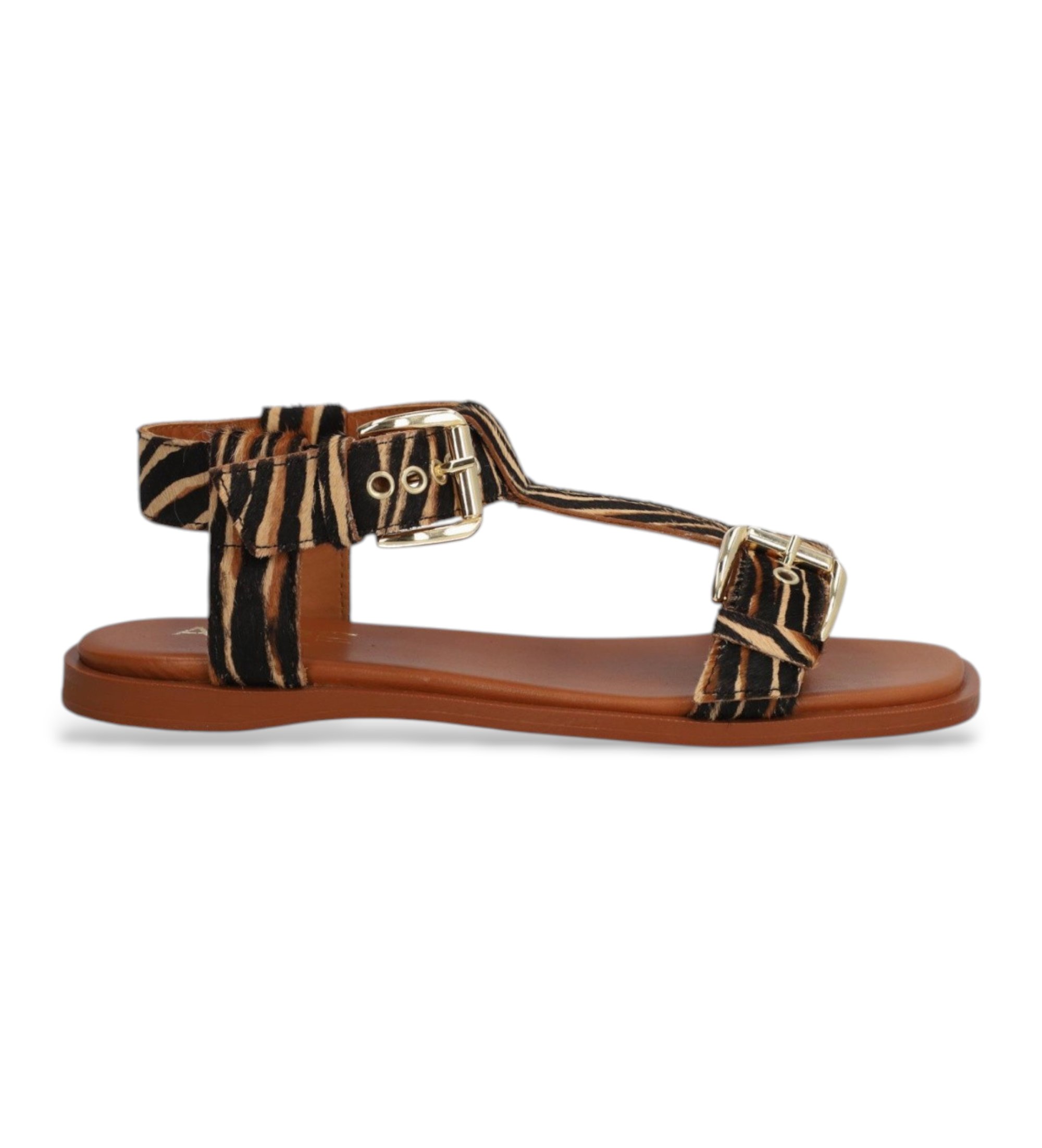Alpe für Damen. 5598A2 Sheila Sandalen mit Tiermotiv (37), Stoff, Wohnung, Schnalle, Lässig, Tierdruck