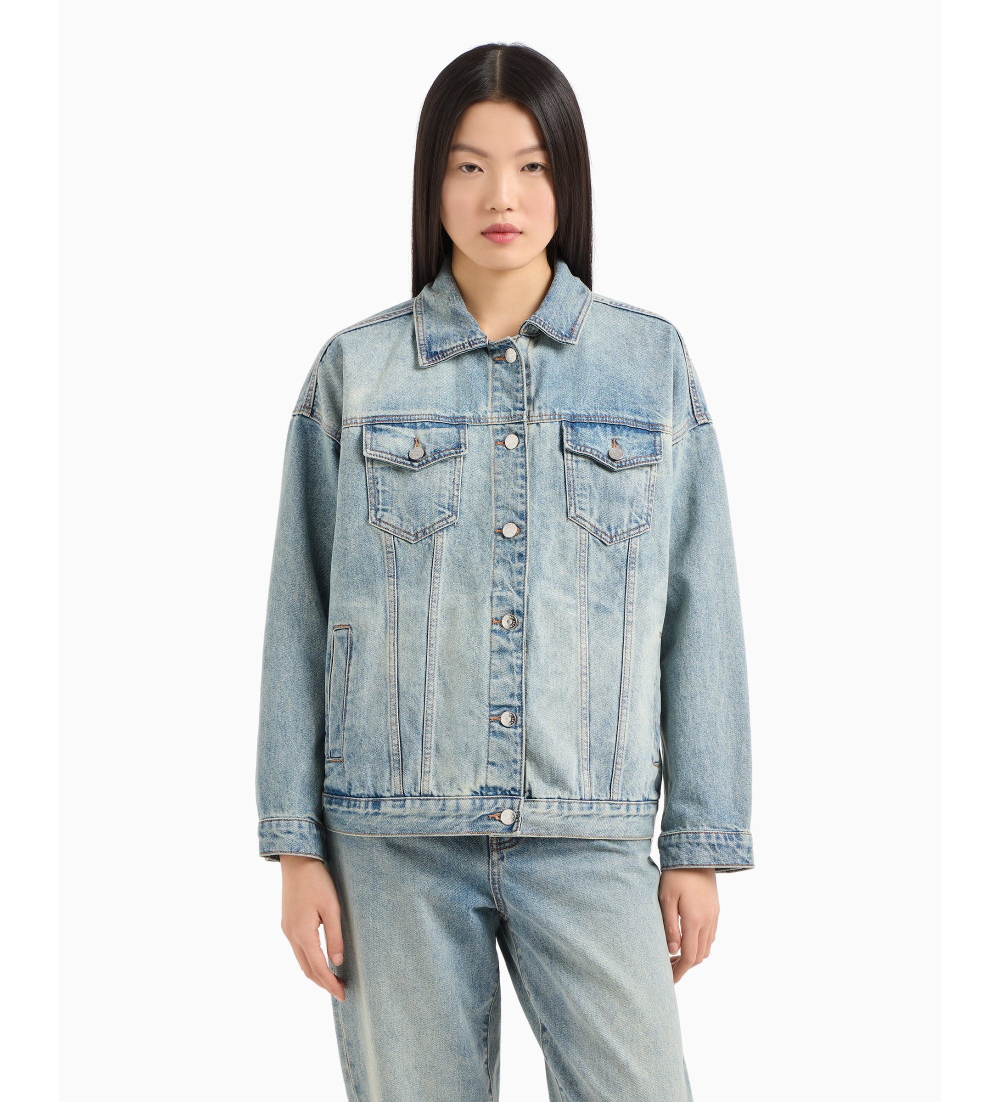 A|X Armani Exchange für Damen. XW000902AF10869MB001 Blaue Jeansjacke (L), Lässig, Baumwolle, Denim