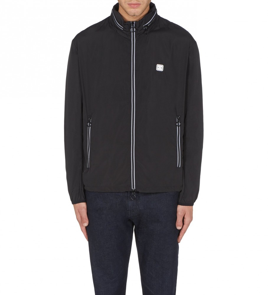 A|X Armani Exchange für Herren. 8NZB07ZNWFZ1200 Schwarzer Nylon-Windbreaker (M), Lässig, Langarm