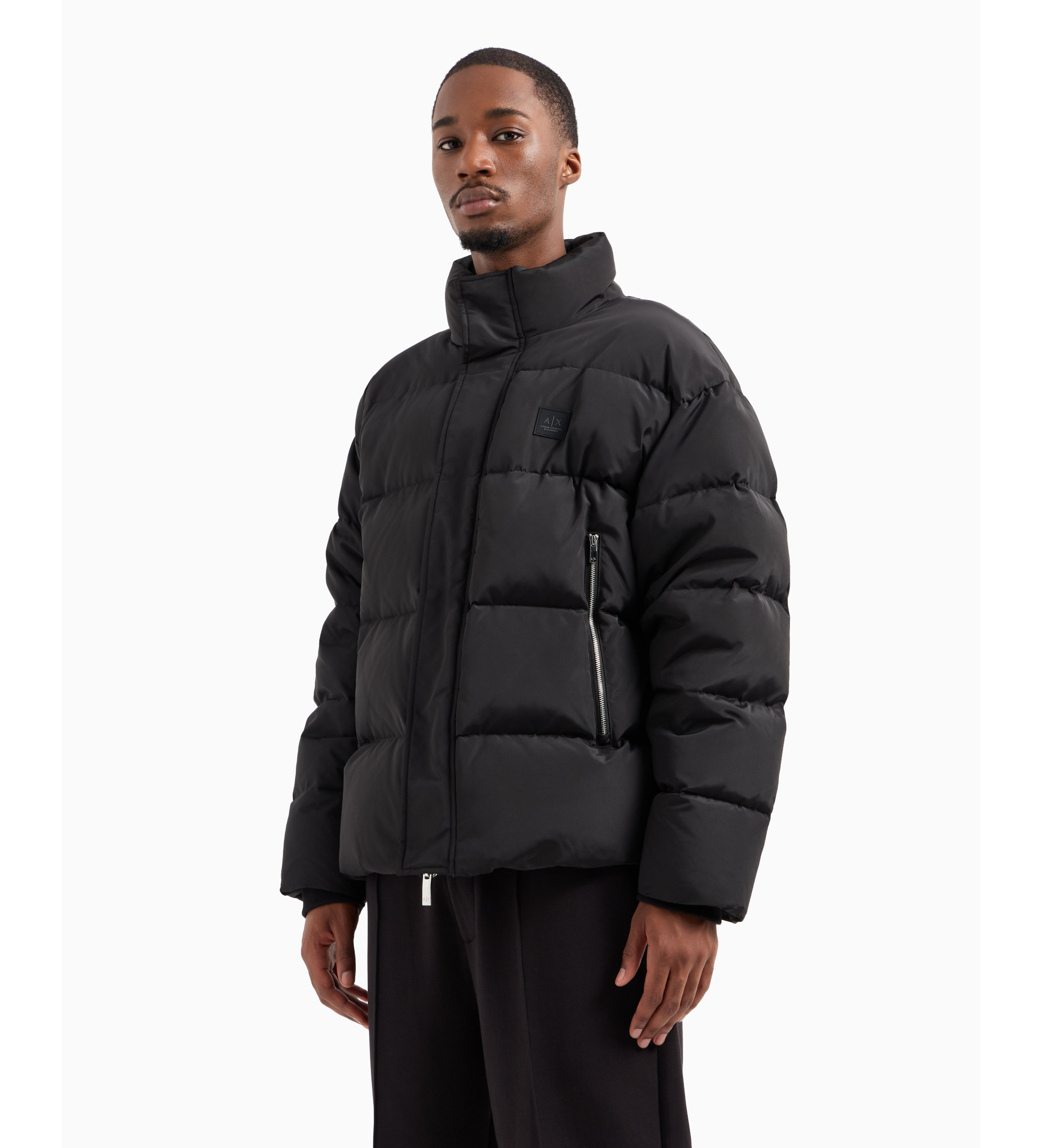 A|X Armani Exchange für Herren. XM000032AF10323UC001 Schwarzer Federmantel (XL), Lässig, Polyester