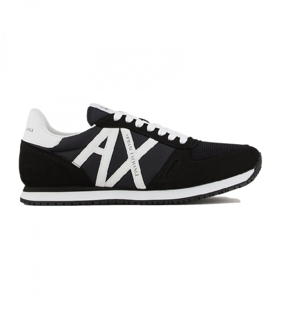 A|X Armani Exchange für Herren. XUX017XCC68K489 Retro Laufschuh Logo schwarz (46), Wohnung, 1 bis 3 cm, Schnürsenkel, Lässig