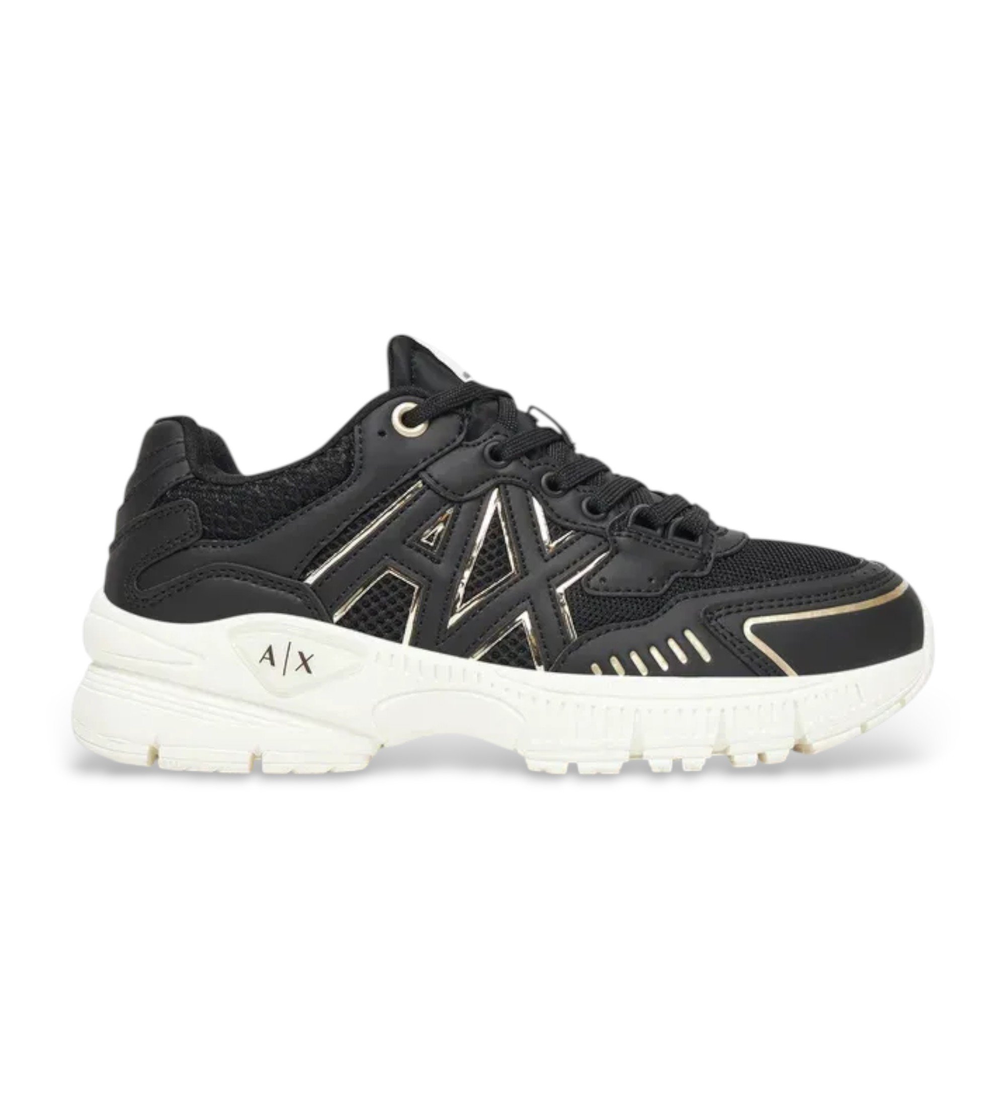 A|X Armani Exchange für Damen. XW002153AF19535MC077 Turnschuhe Logo schwarz (39), 3 bis 5 cm, Schnürsenkel, Lässig