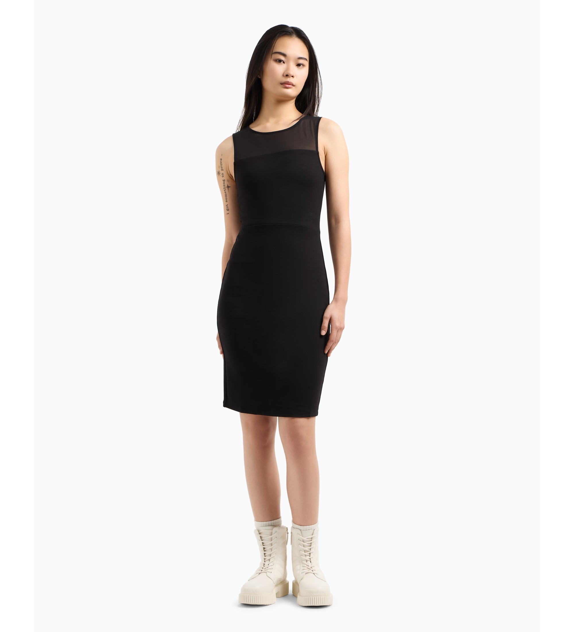 A|X Armani Exchange für Damen. XW000943AF13729UC001 Eng anliegendes schwarzes Kleid (M), Lässig, Ärmellos / Hosenträger