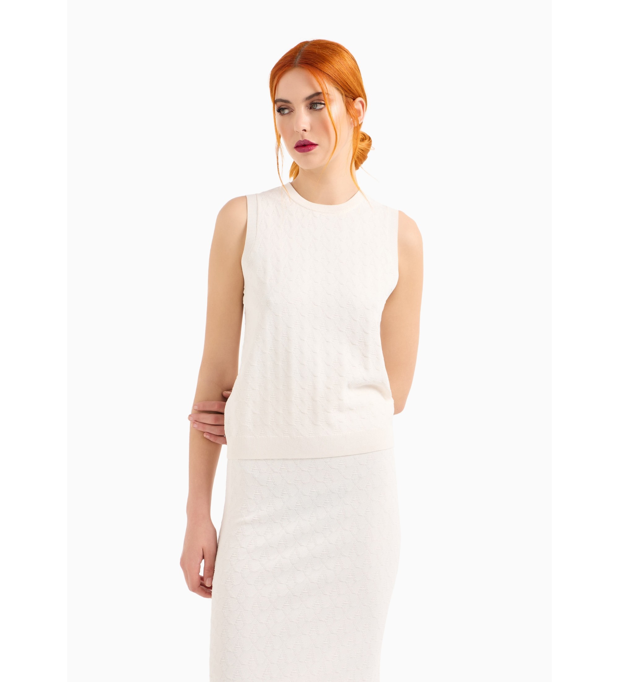 A|X Armani Exchange für Damen. 8NYH9AYMH6Z1130 Weißes Stricktop (XL), Lässig, Viskose, Ärmellos / Hosenträger