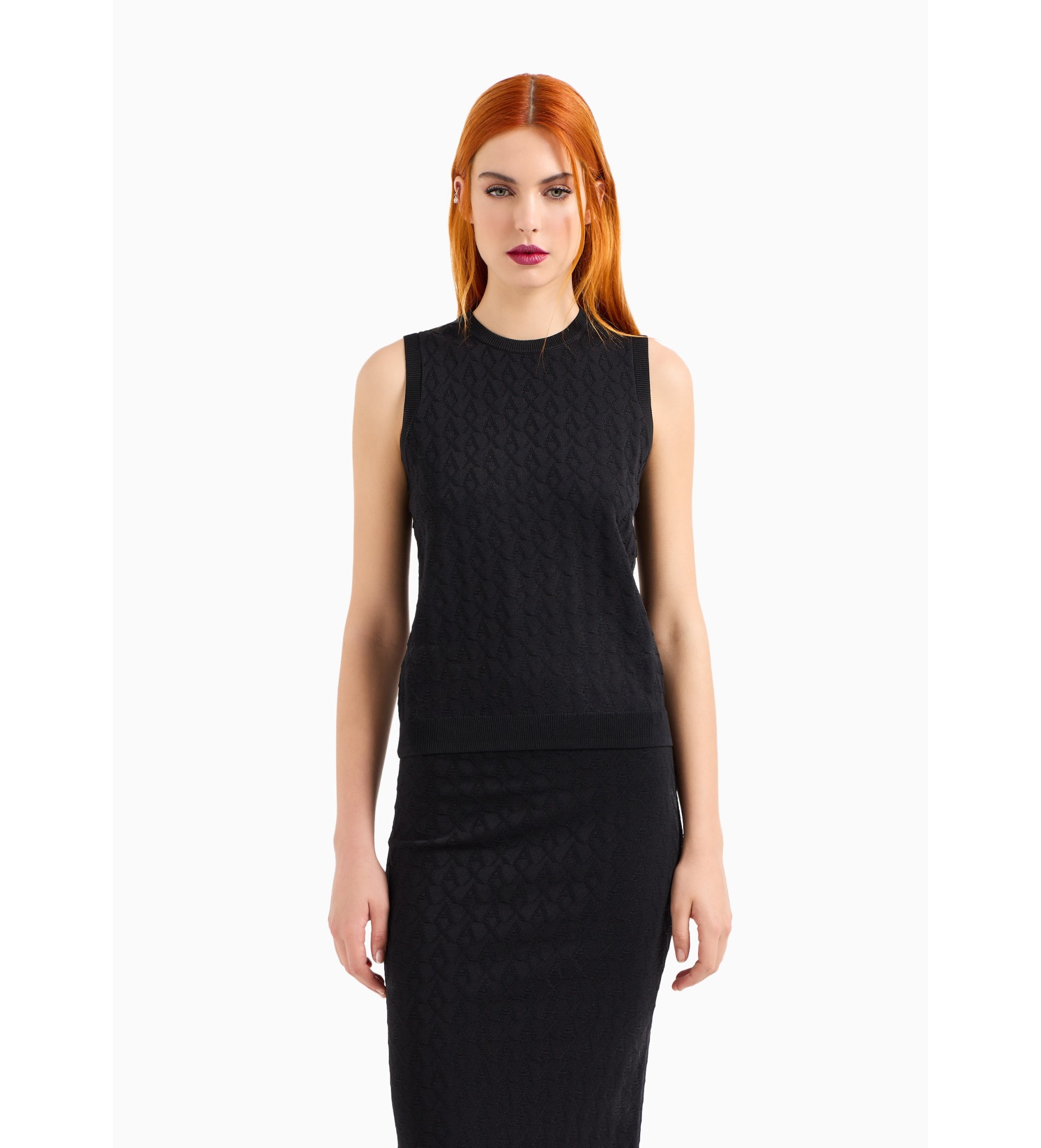 A|X Armani Exchange für Damen. 8NYH9AYMH6Z1200 Schwarzes Stricktop (M), Lässig, Viskose, Ärmellos / Hosenträger