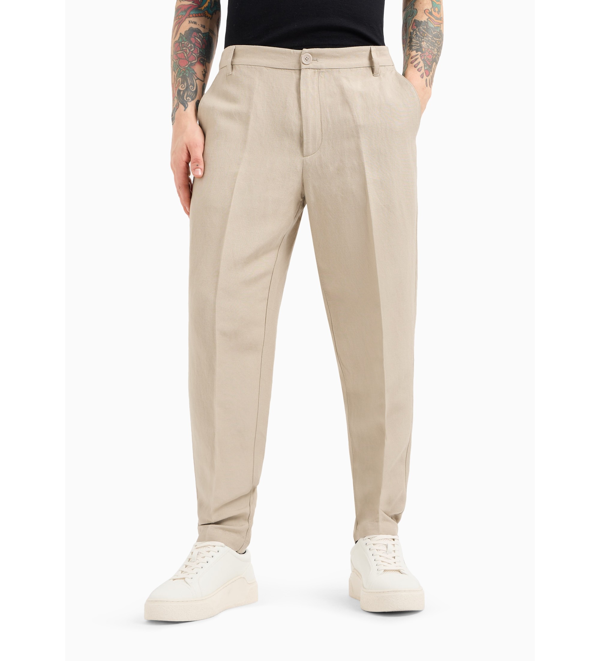 A|X Armani Exchange für Herren. 8NZP15ZNFNZ1724 Beige Leinenhose (34), Lässig