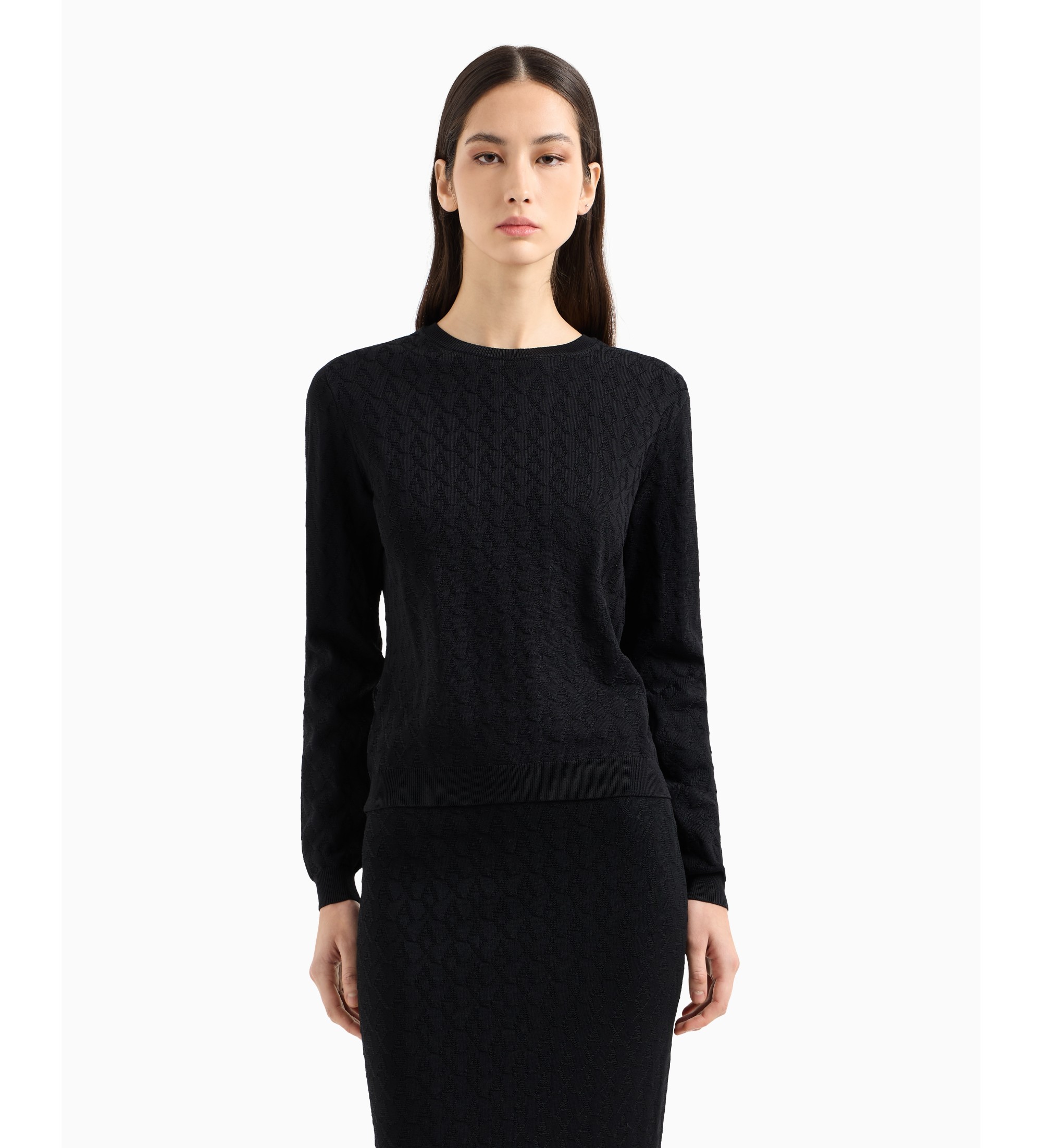 A|X Armani Exchange für Damen. XW000910AF10352FC026 Slim Fit Pullover schwarz (S), Lässig, Viskose