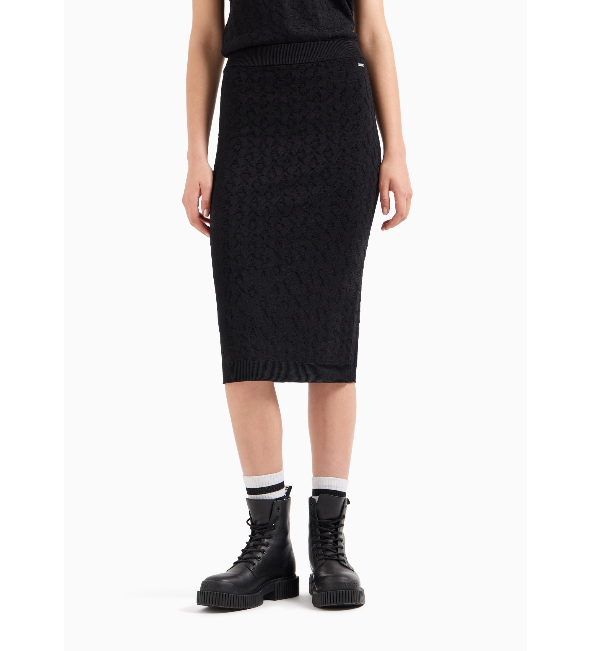 A|X Armani Exchange für Damen. 8NYN9AYMH6Z1200 Schwarzer Midirock (M), Lässig, Viskose