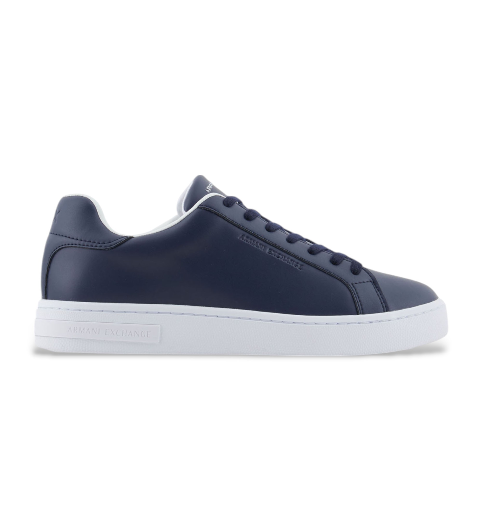 A|X Armani Exchange für Herren. XM000141AF11912UB100 Marinefarbene Lederturnschuhe (41), Wohnung, Schnürsenkel, Lässig